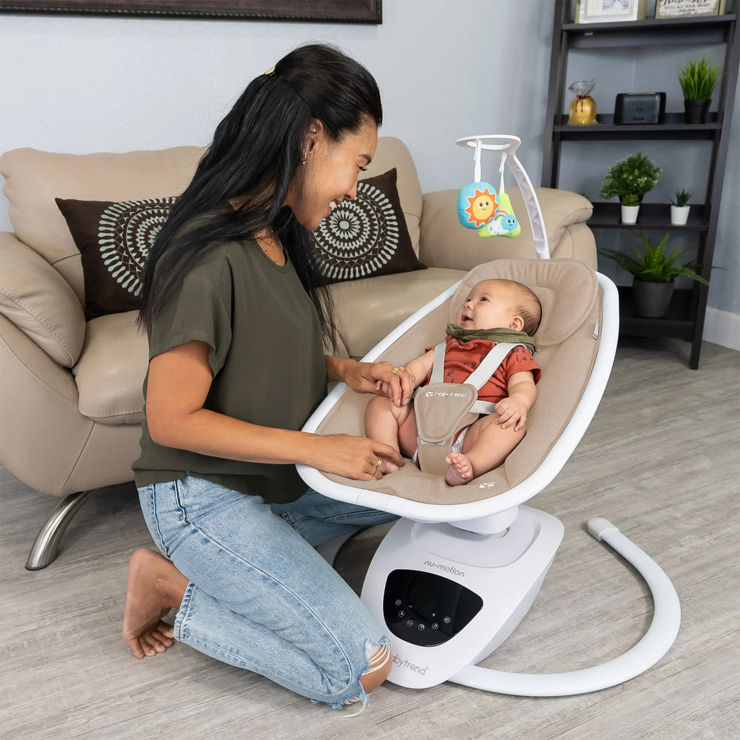 Baby Trend NuMotion Infinity Swing, 5-Motion Newborn to Infant Rocker, Dash Tan - VMInnovations