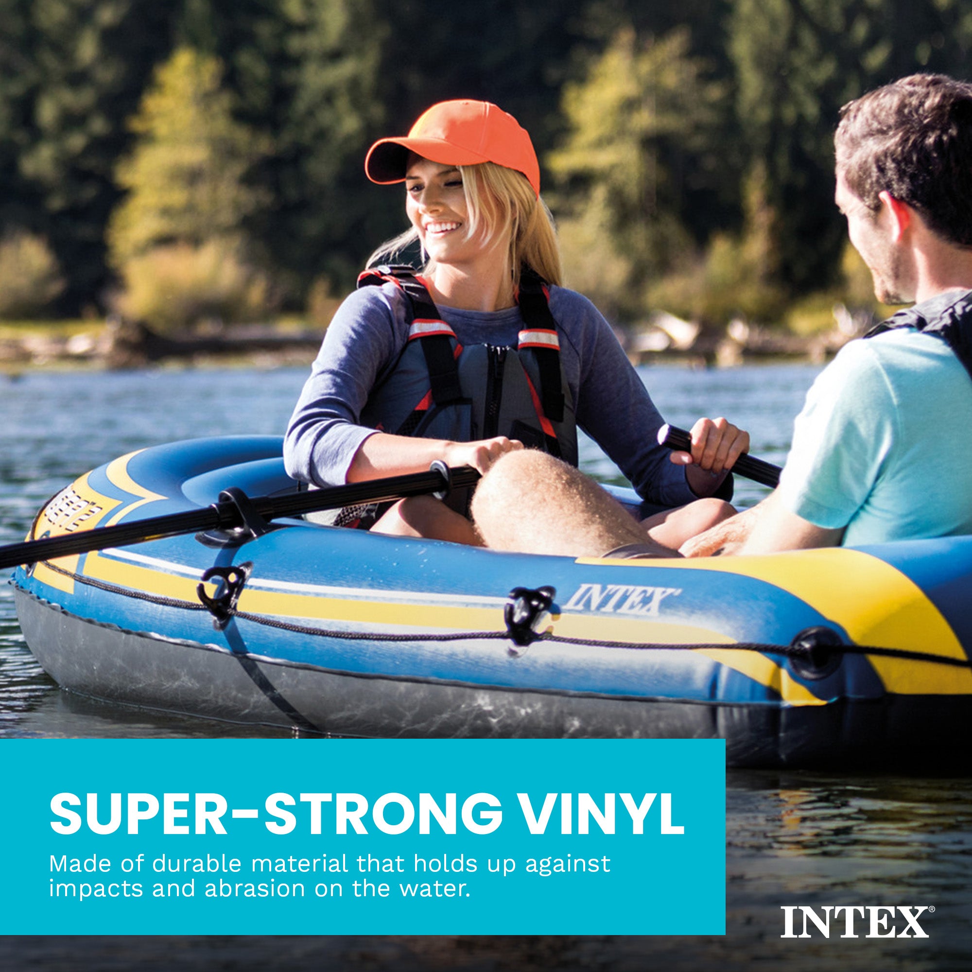 Intex Challenger 2 Inflatable 2 Person Floating Boat Raft Set w/ Oars & Air Pump - VMInnovations