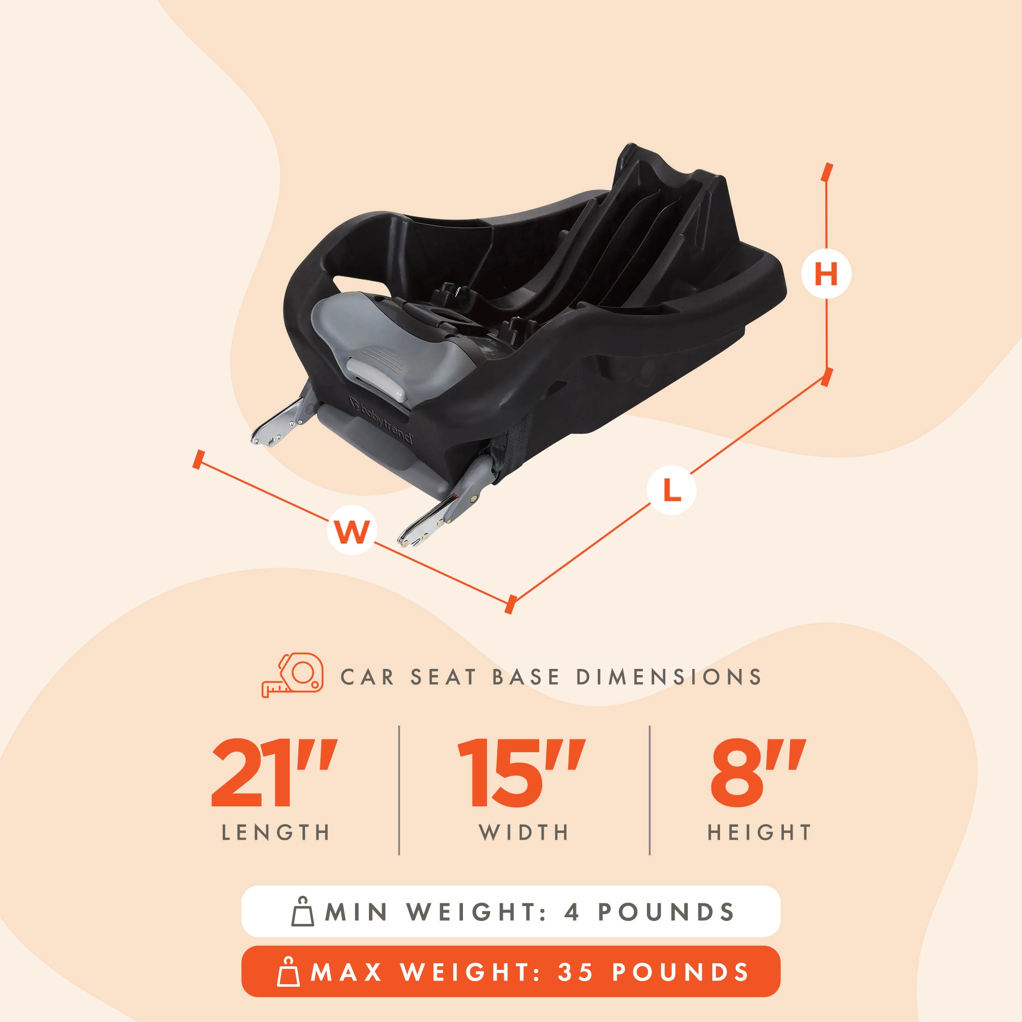 Baby Trend Secure 35 Infant Car Seat Base with 4-Position Recline & LATCH System - VMInnovations