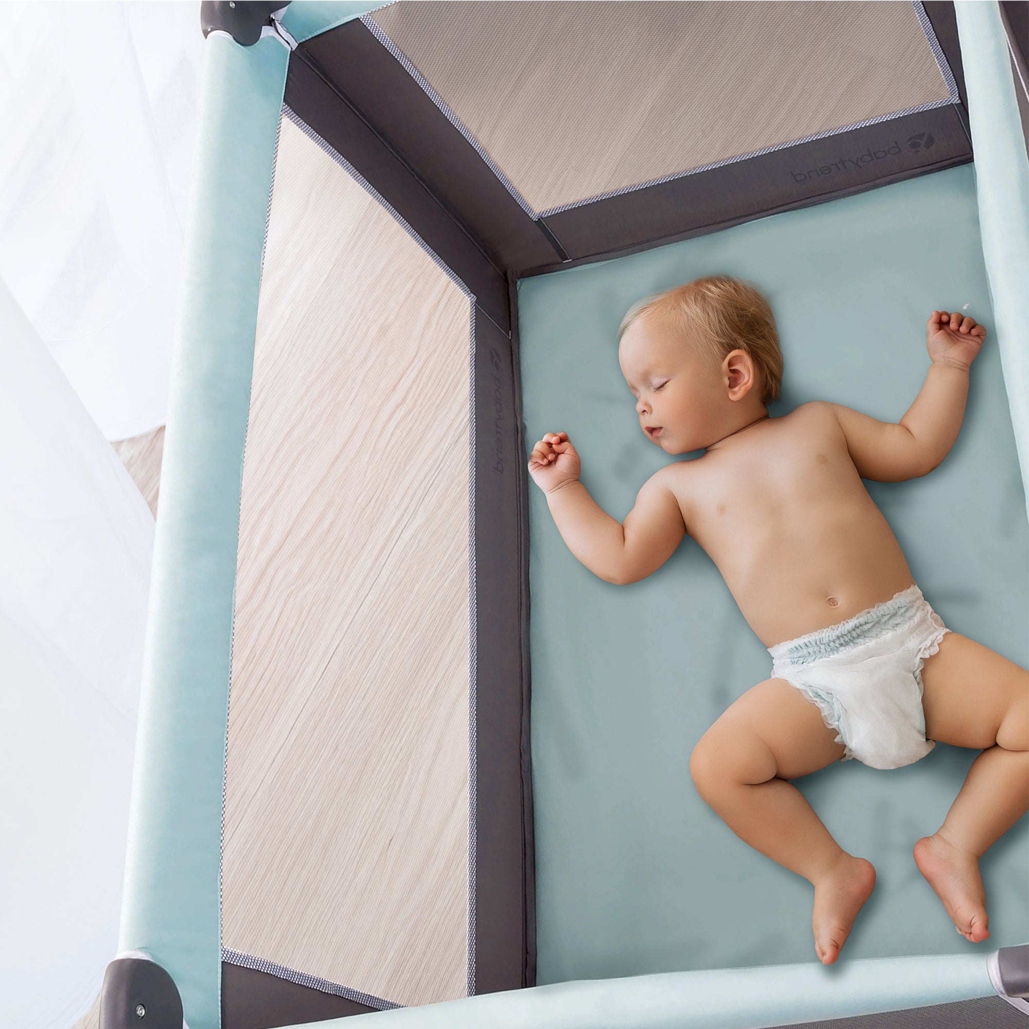 Baby Trend Portable Playard with Bassinet and Travel Bag, Nursery Center, Blue - VMInnovations
