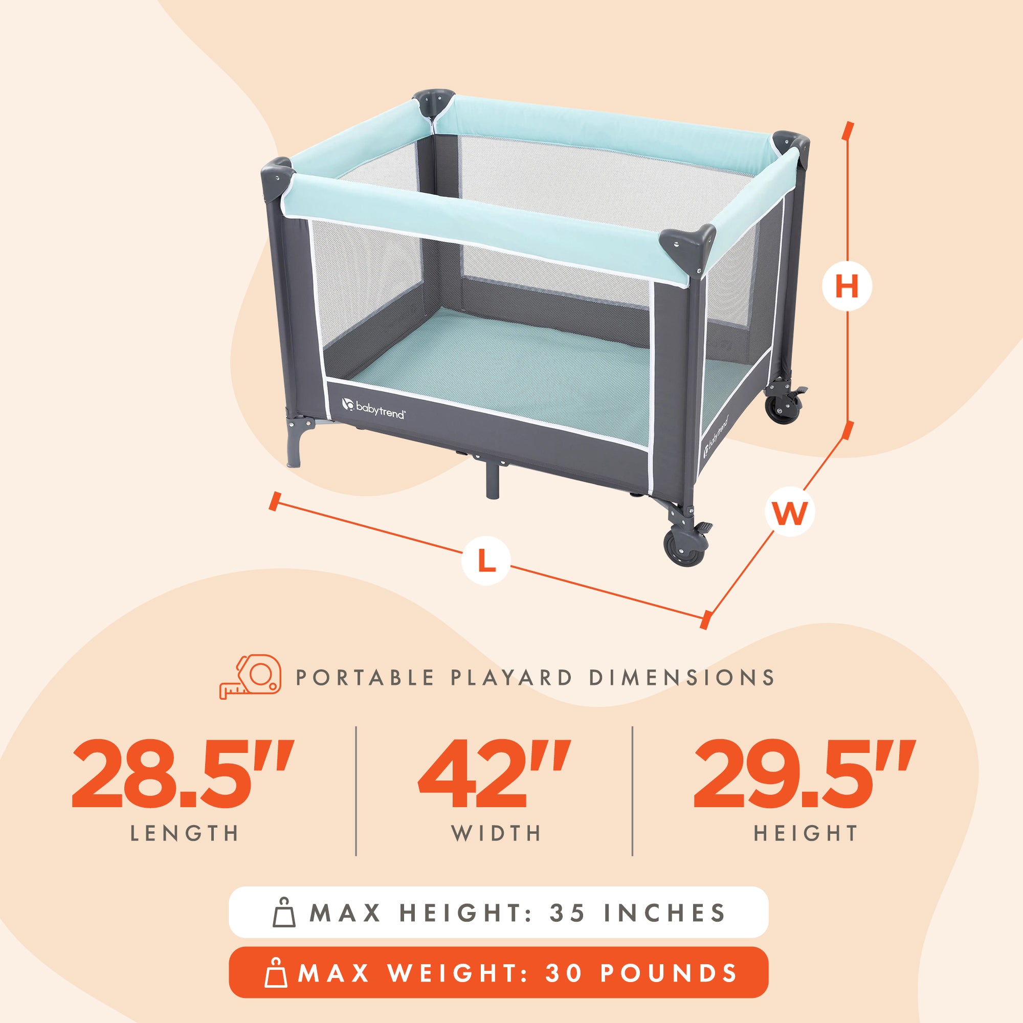 Baby Trend Portable Playard with Bassinet and Travel Bag, Nursery Center, Blue - VMInnovations