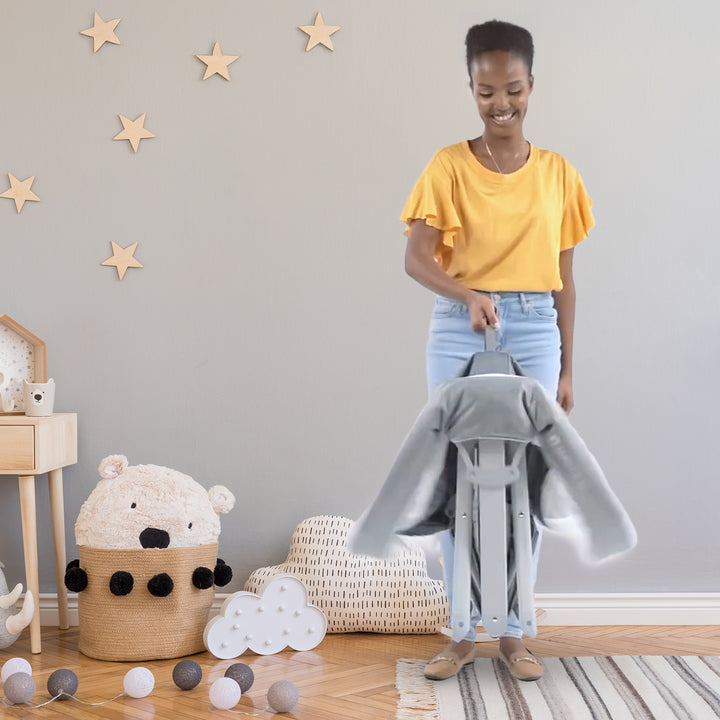 Baby Trend Quick-Fold 2-in-1 Rocking Bassinet, Portable Travel Sleeper, Gray - VMInnovations