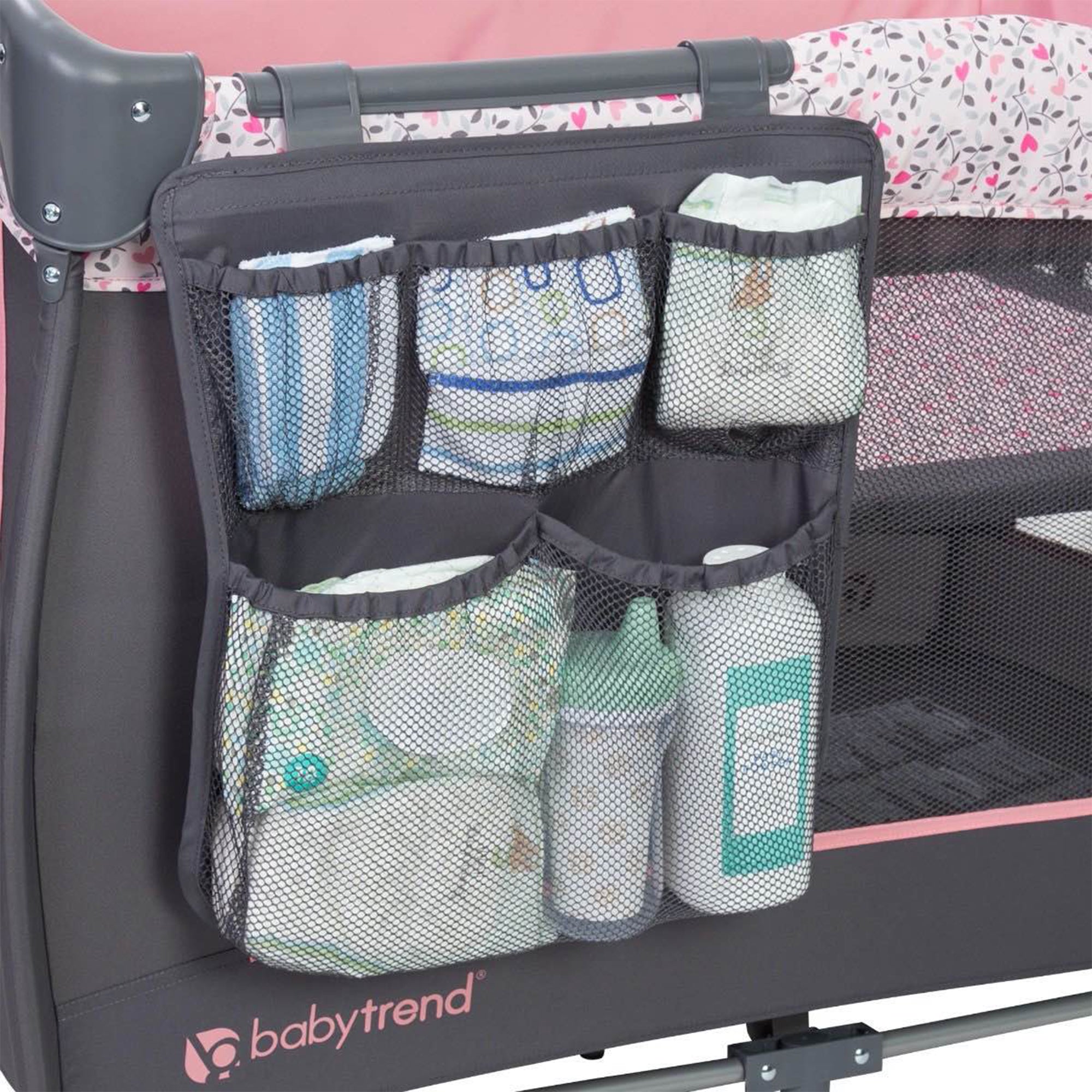Baby Trend Trend-E Nursery Center Portable Crib with Bassinet, April (Open Box)