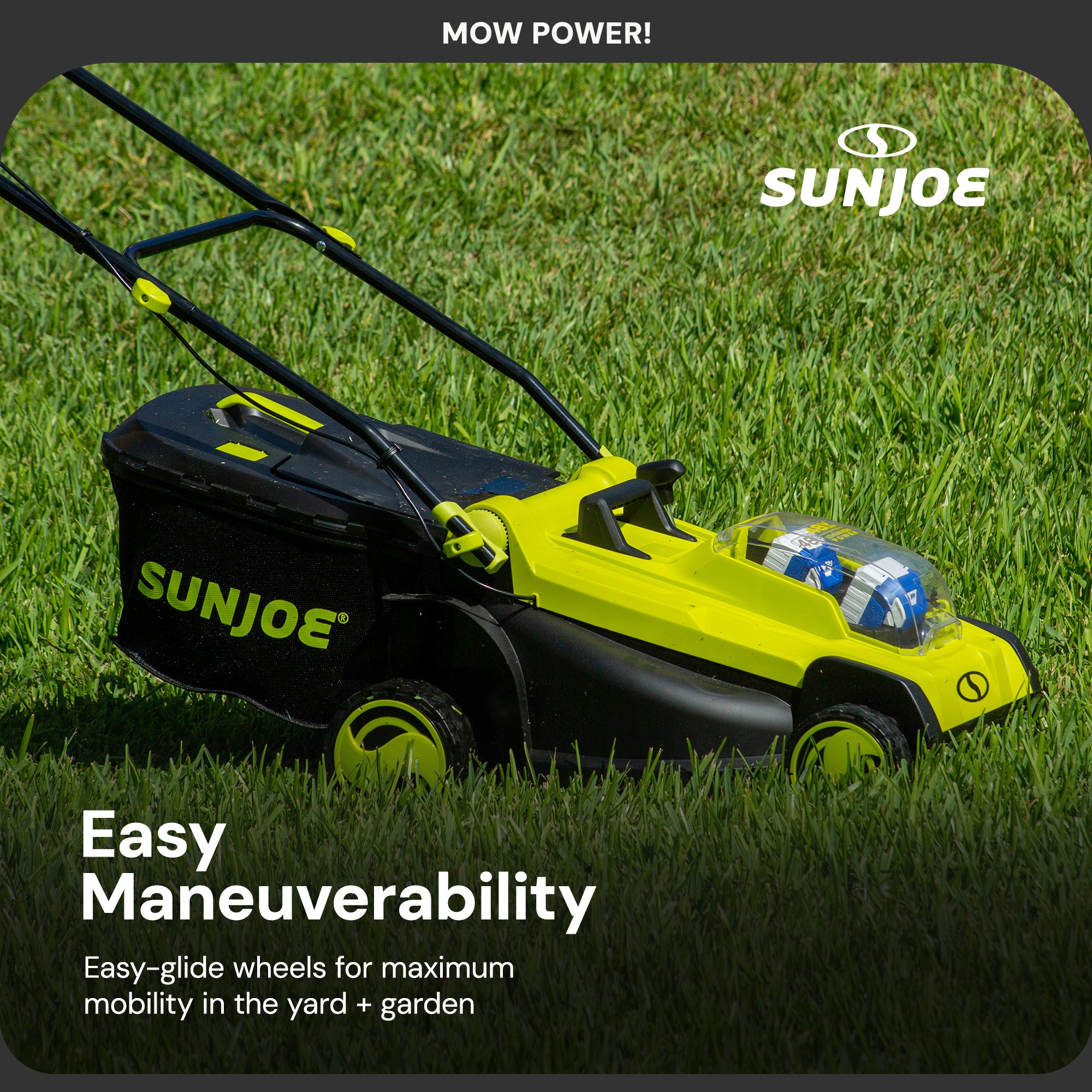 Sun Joe Mulching Walk Behind Lawn Mower, 11 Gallon Grass Catcher, 24V-X2-17LM