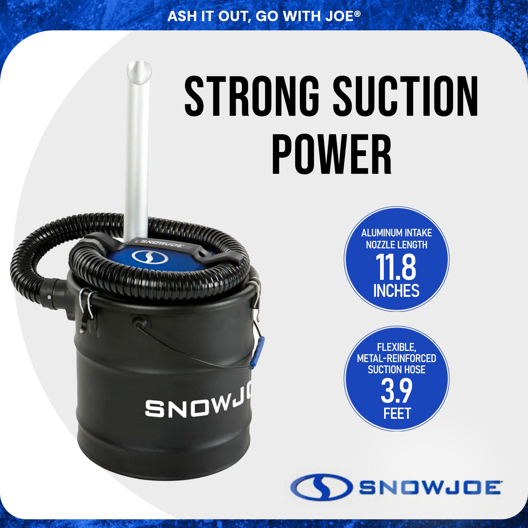 Snow Joe 4.8 Gallon Bagless Ash Vacuum Cleaner, Metal Canister, Black, ASHJ201