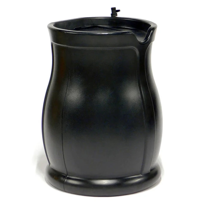 FCMP Outdoor Catalina 45 Gallon Water Catcher Rain Barrel w/ Flat Back, Black - VMInnovations