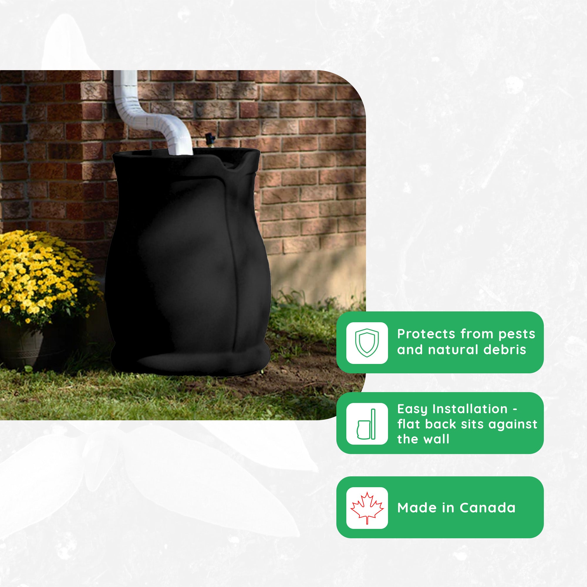 FCMP Outdoor Catalina 45 Gal Water Catcher Rain Barrel w/ Flat Back, Black(Used) - VMInnovations