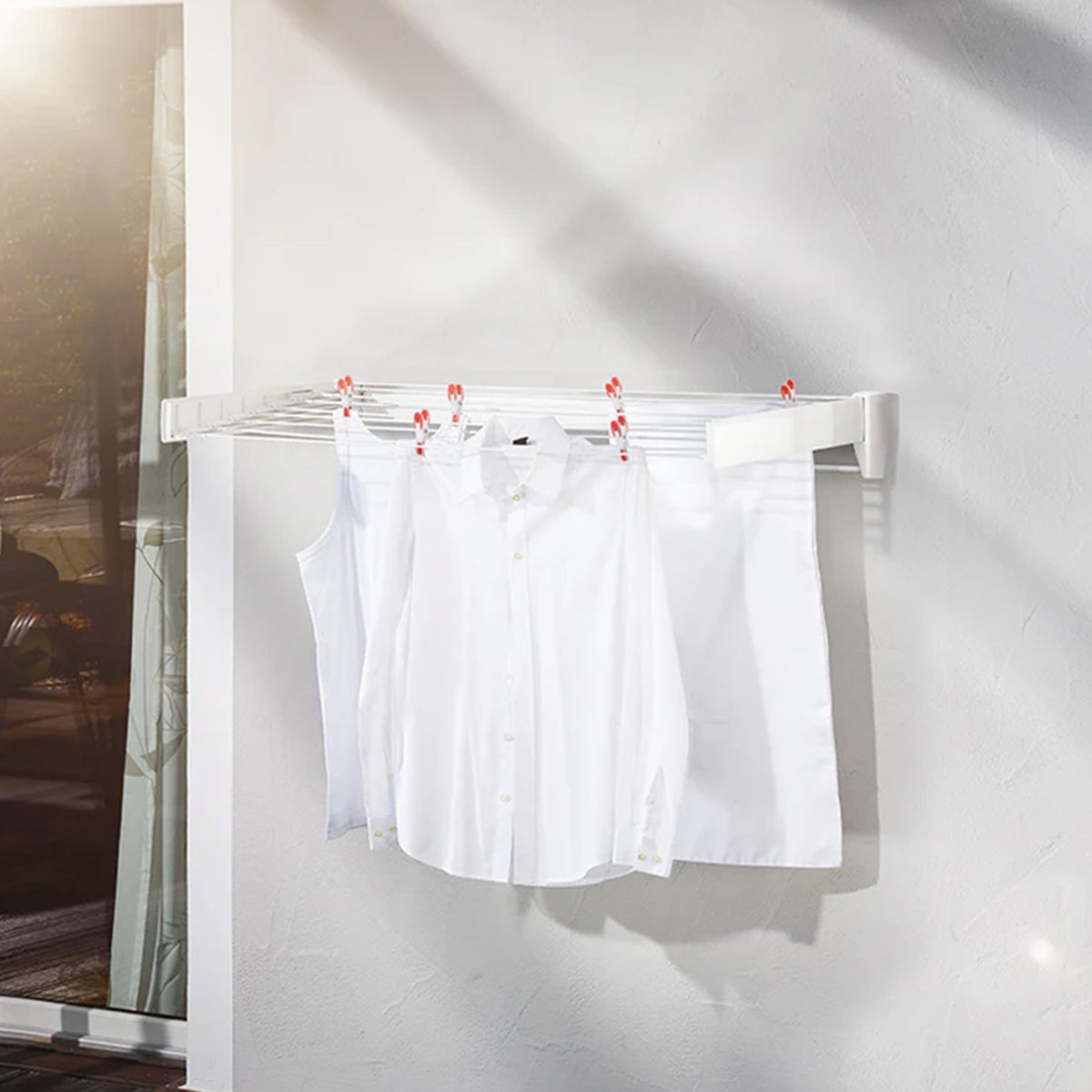 Leifheit Telefix 100 Wall-Mounted Retractable Clothes Drying Rack (Open Box)