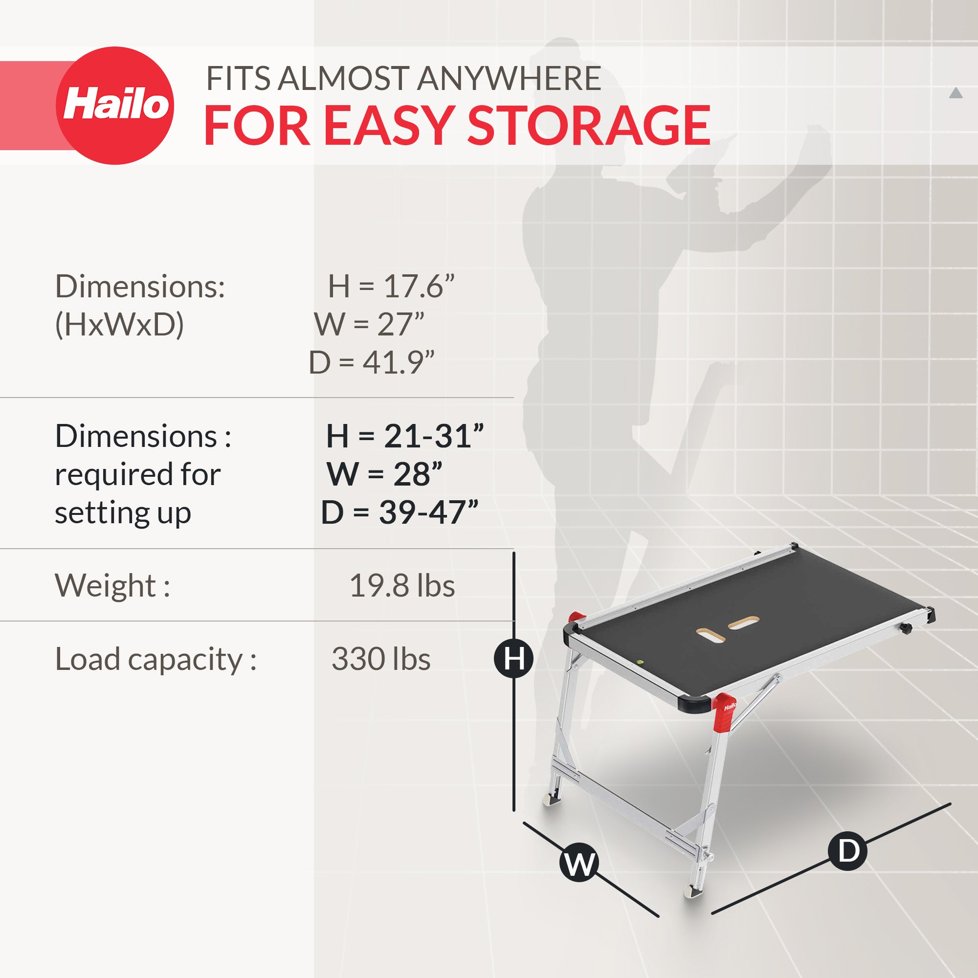 Hailo TP1 Platform for Step Stools & Ladders, 330 lbs Capacity, Black (Used) - VMInnovations