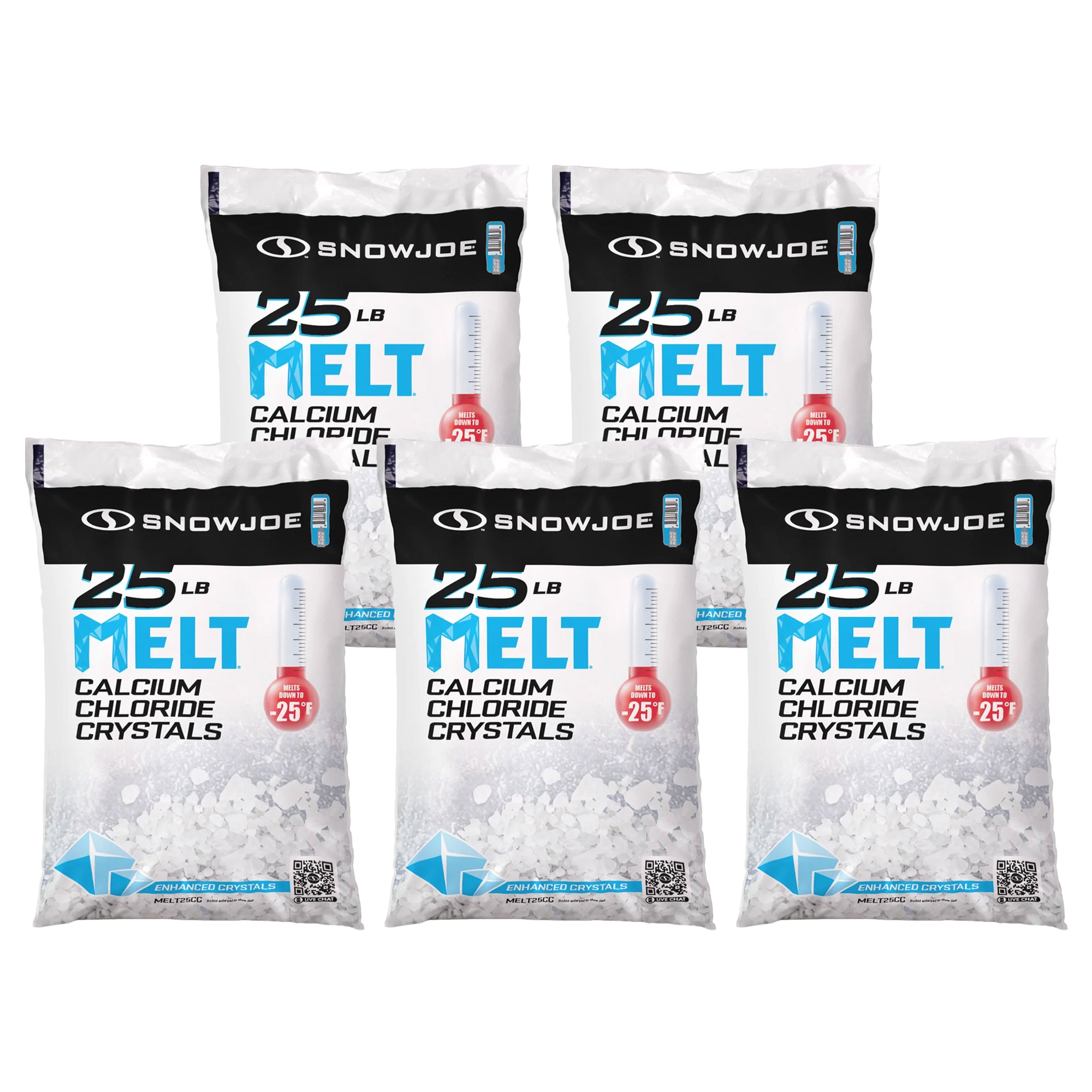 Snow Joe 5 Pack Melt 2 Go Crystal Snow & Ice Melt for Sidewalk, 25 Lb Bag, White - VMInnovations