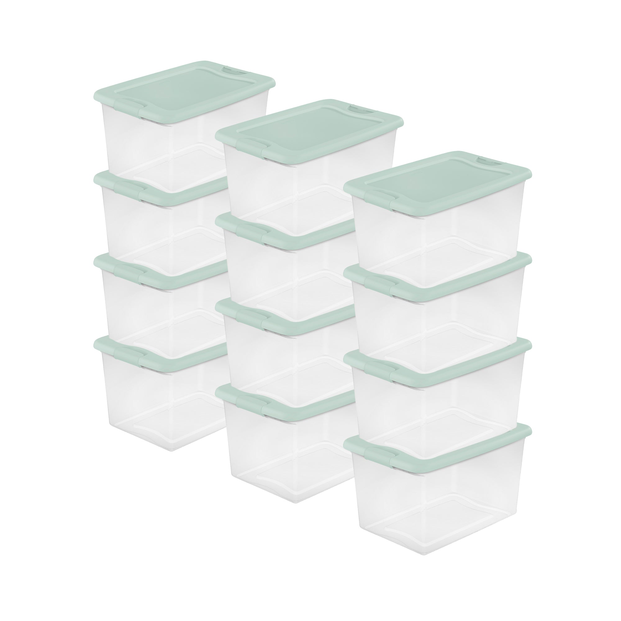 Sterilite 12 Pack 64 Qt Latching Box, Plastic Storage Bin with Lid, Mindful Mint - VMInnovations