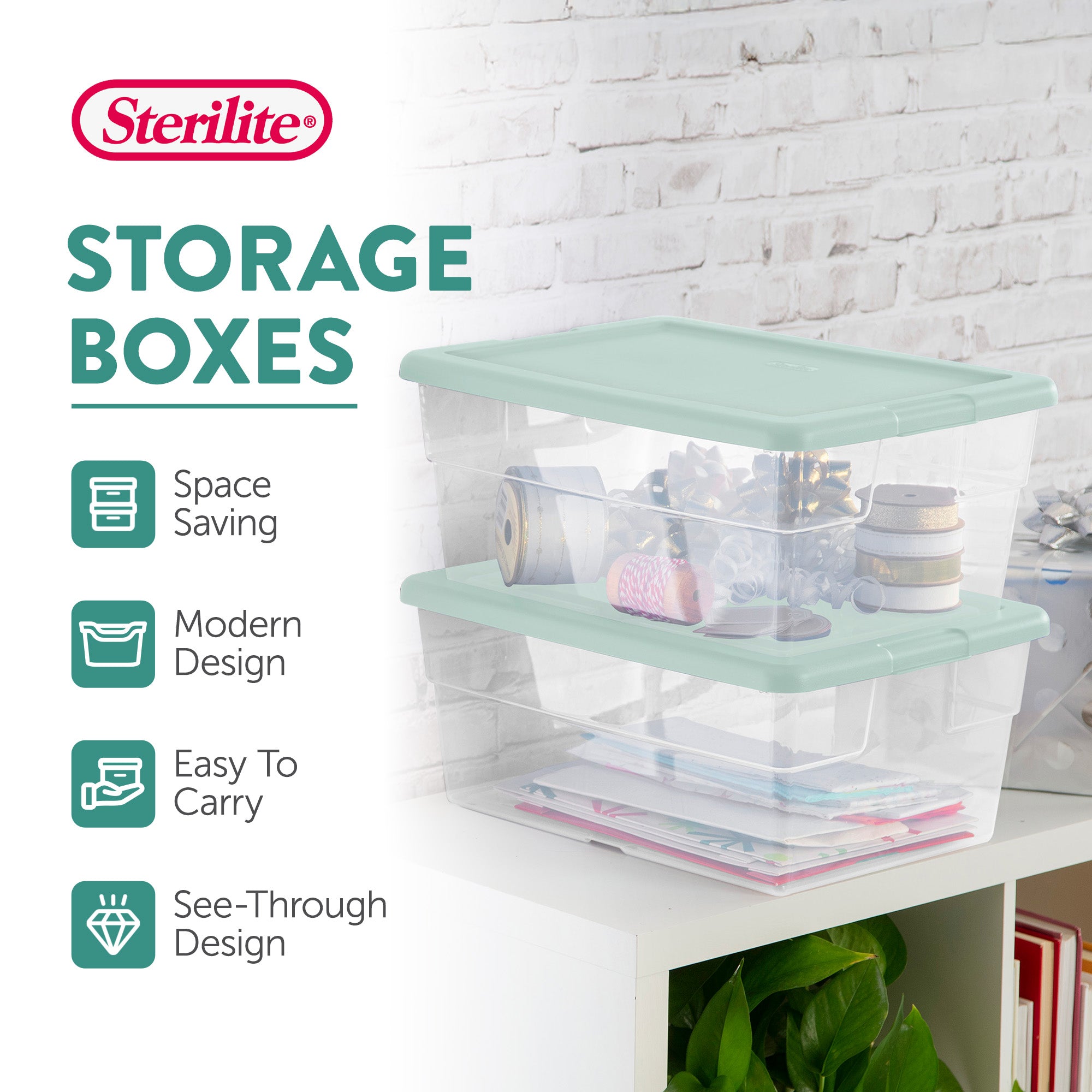 Sterilite 12 Pack 16 Quart Stacking Storage Box Container Tub with Lid, Clear