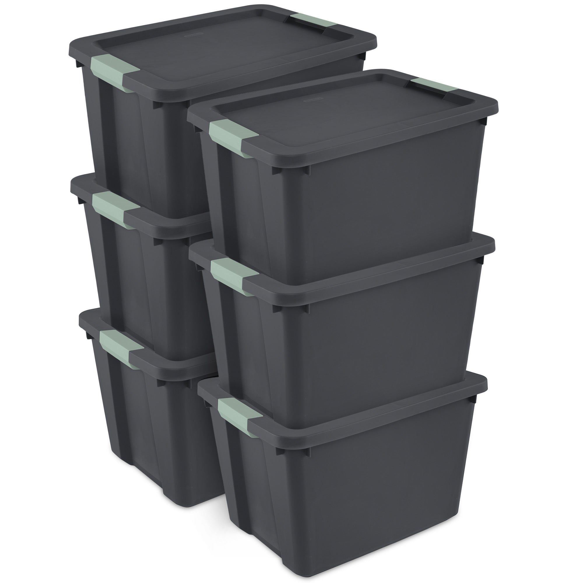 Sterilite 6 Pack 20 Gallon Latch Tote, Stackable Plastic Storage Bin Container - VMInnovations