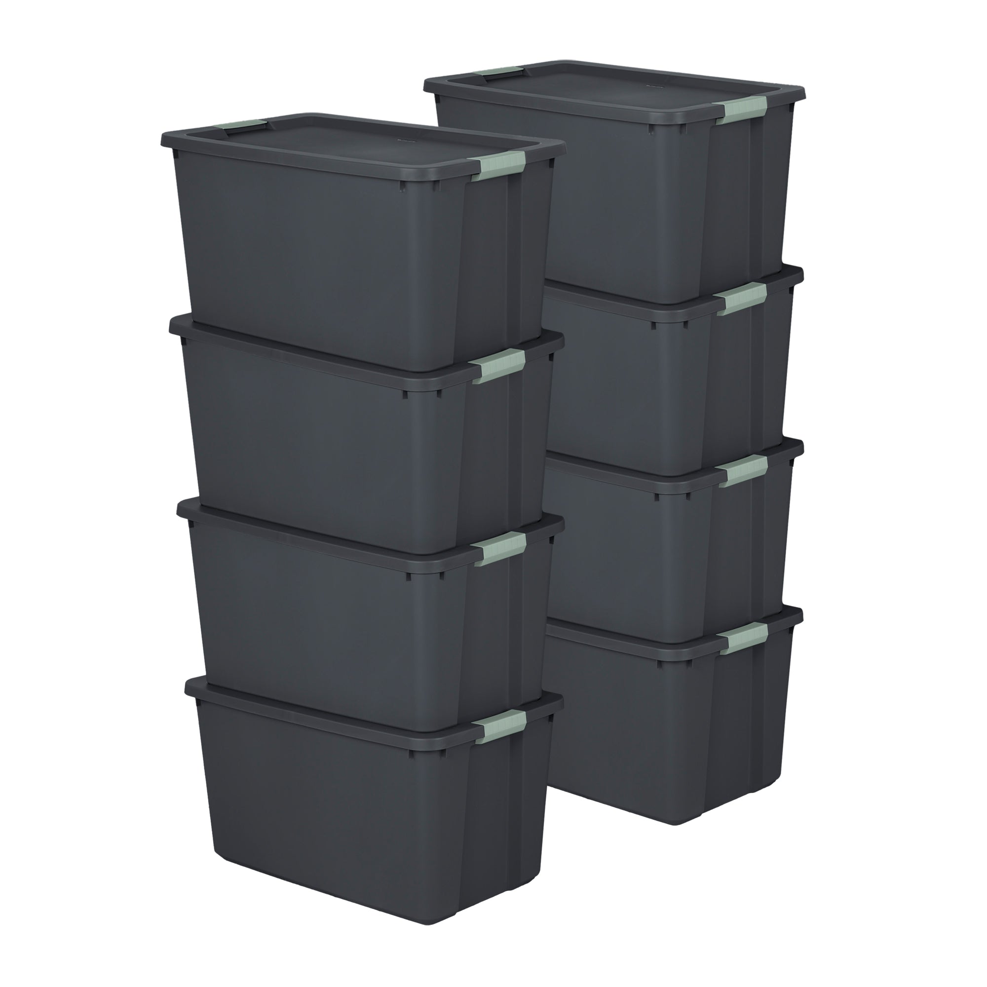 Sterilite 8 Pack 34 Gallon Latch Tote, Stackable Plastic Storage Bin Container - VMInnovations