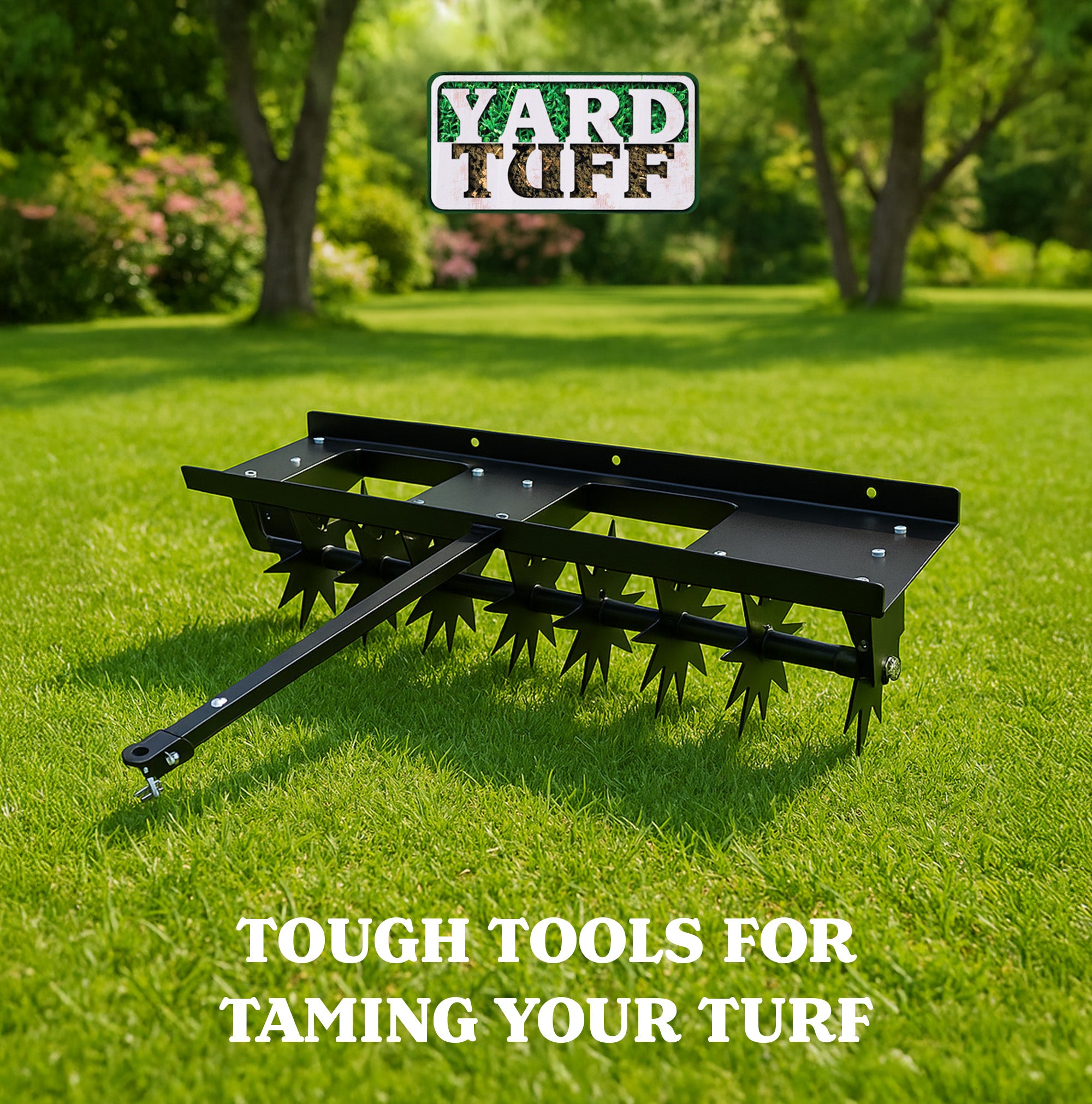 Yard Tuff Spike Lawn Aerator, Pin-Style Hitch for Mowers and ATVs, 40 Inch Wide