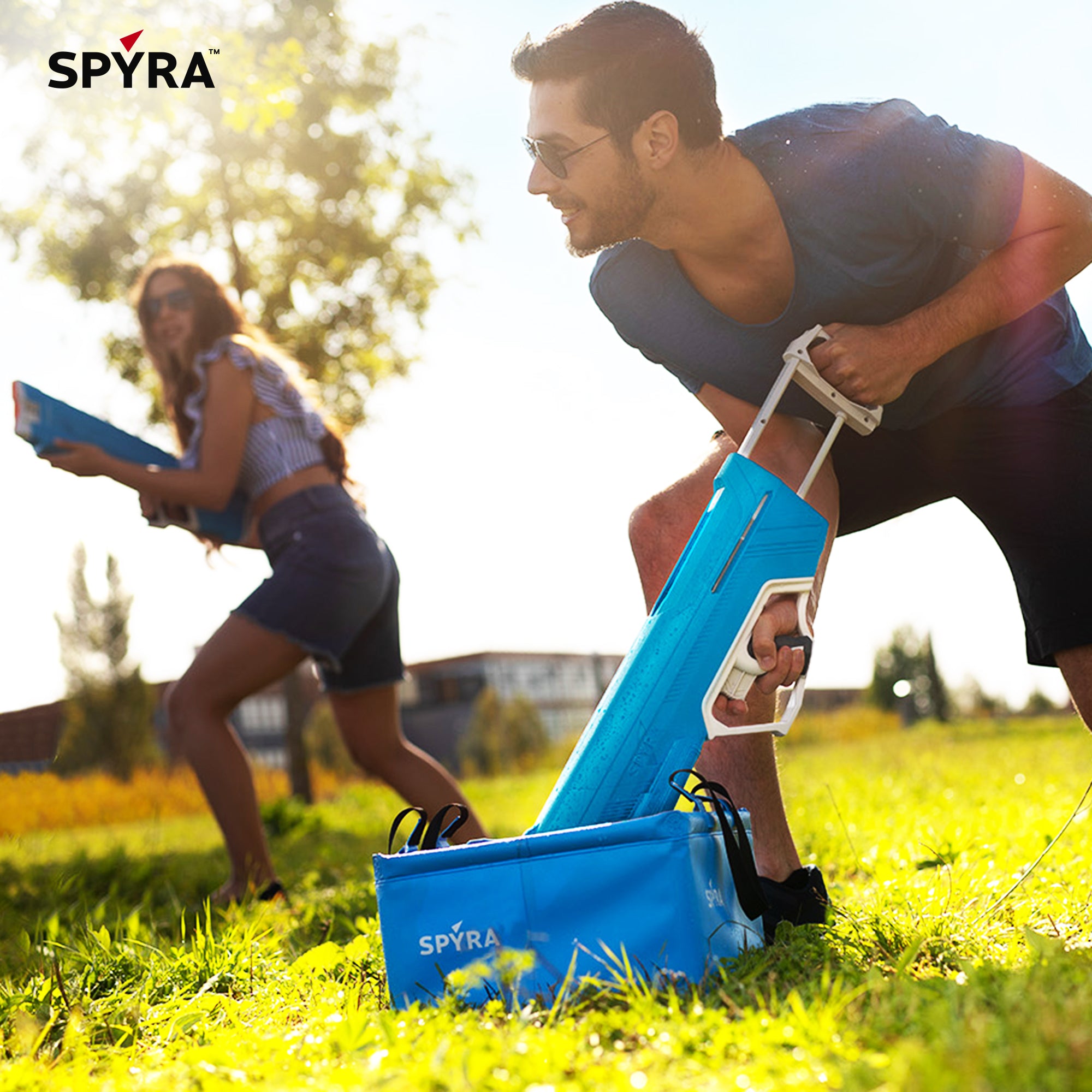 SPYRA 2 Pack Manual Water Blaster, Outdoor Squirt Gun Toy, SpyraLX, Blue & Red