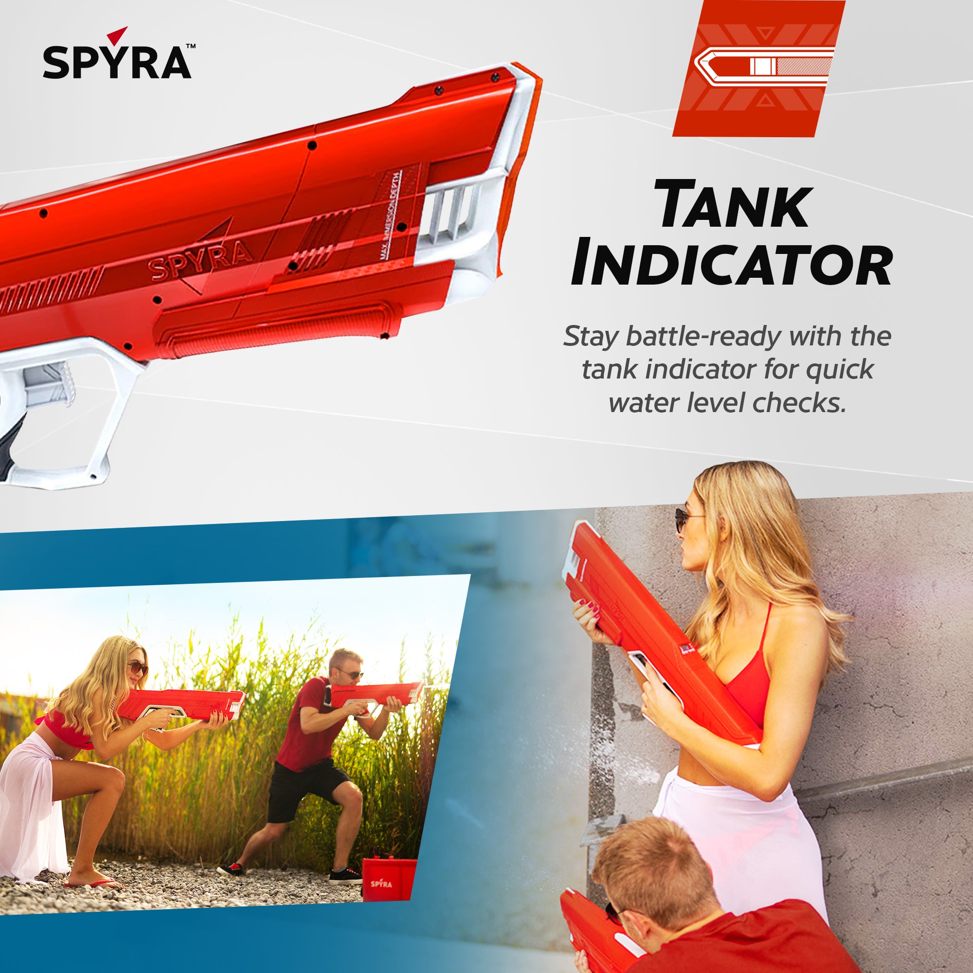 SPYRA 2 Pack Manual Water Blaster, Outdoor Squirt Gun for Pools, SpyraLX, Red