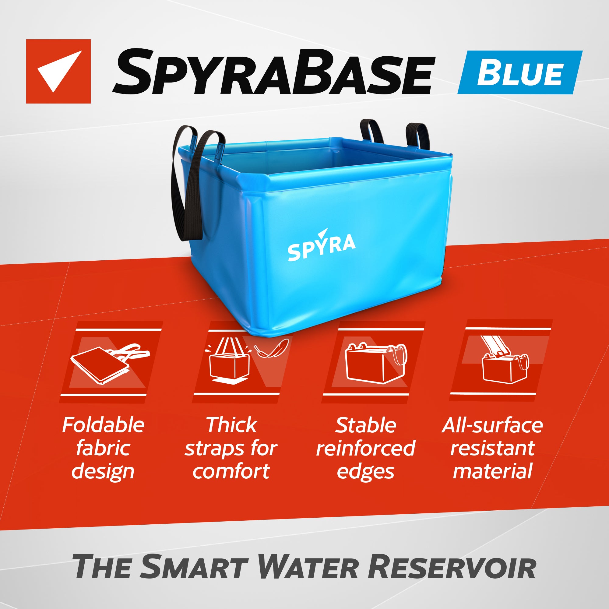 SPYRA Foldable Outdoor Water Blaster Container, SpyraBase, Blue (Open Box) - VMInnovations