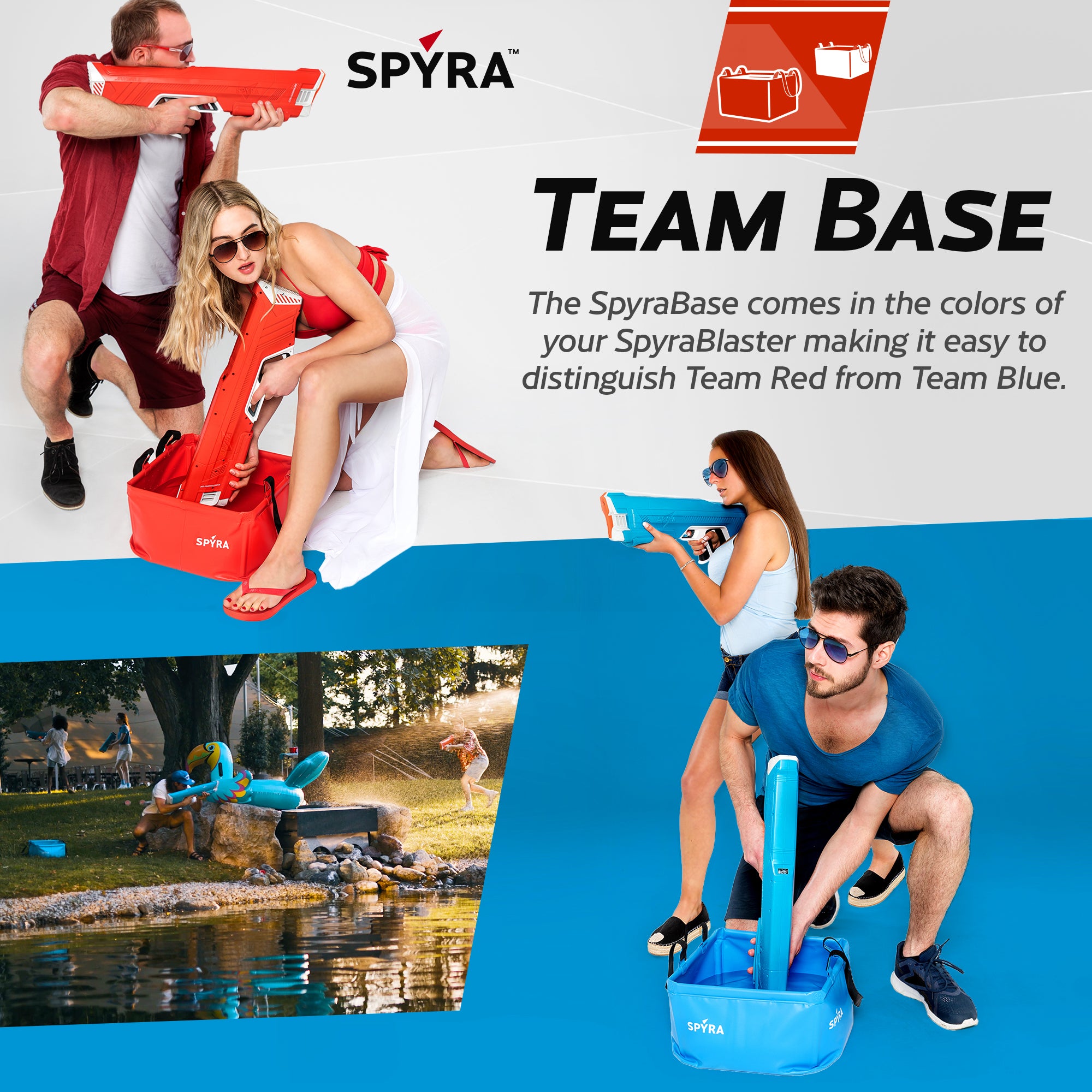 SPYRA Foldable Outdoor Water Blaster Container, SpyraBase, Blue (Open Box) - VMInnovations