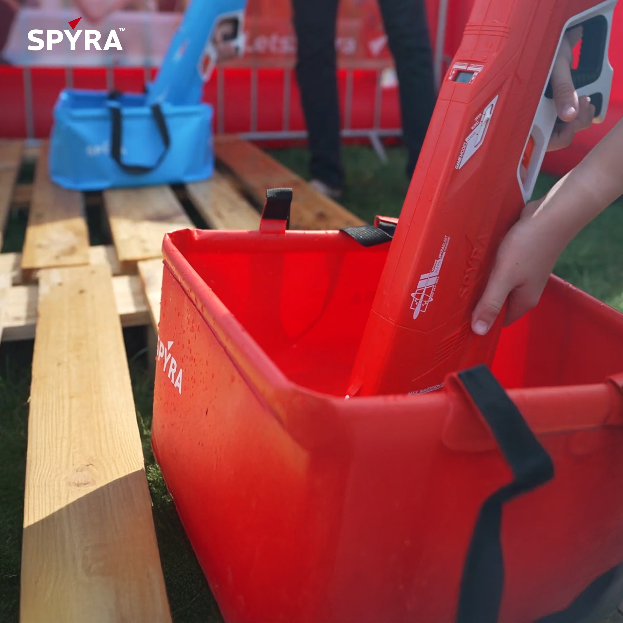 SPYRA Foldable Outdoor Water Blaster Container, SpyraBase, Blue (Open Box) - VMInnovations