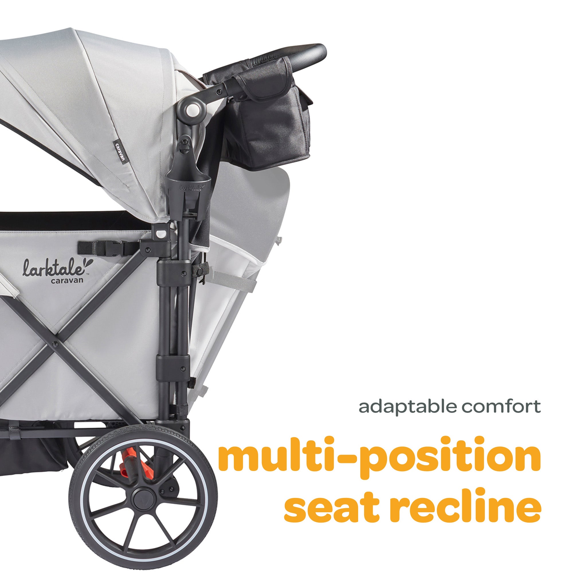 Larktale Caravan Quad Stroller, 4-Seater Wagon, 214 lb Capacity, Avalon Gray - VMInnovations