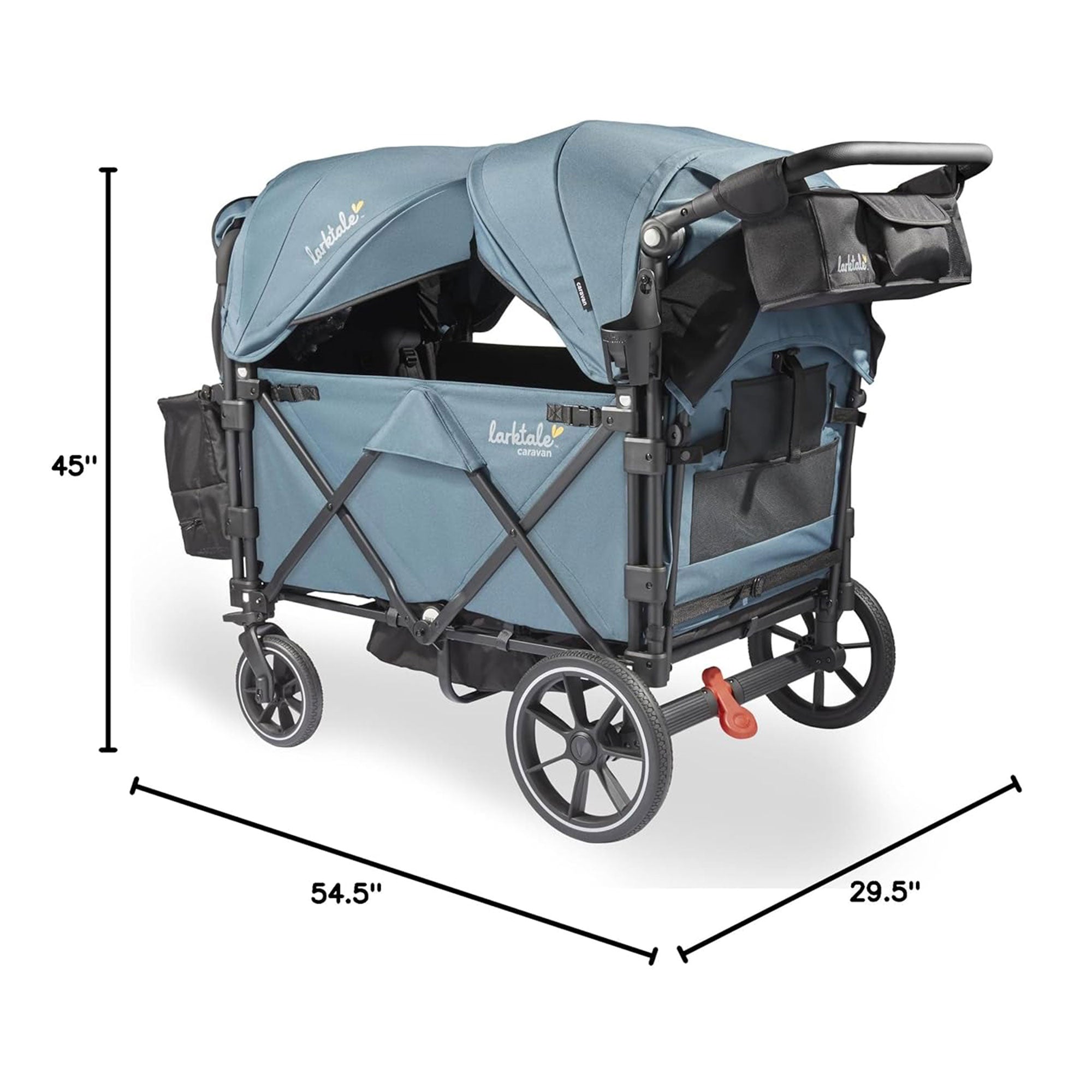 Larktale Caravan Quad Stroller, 4-Seater Wagon, 214 lb Capacity, Blue (Open Box) - VMInnovations
