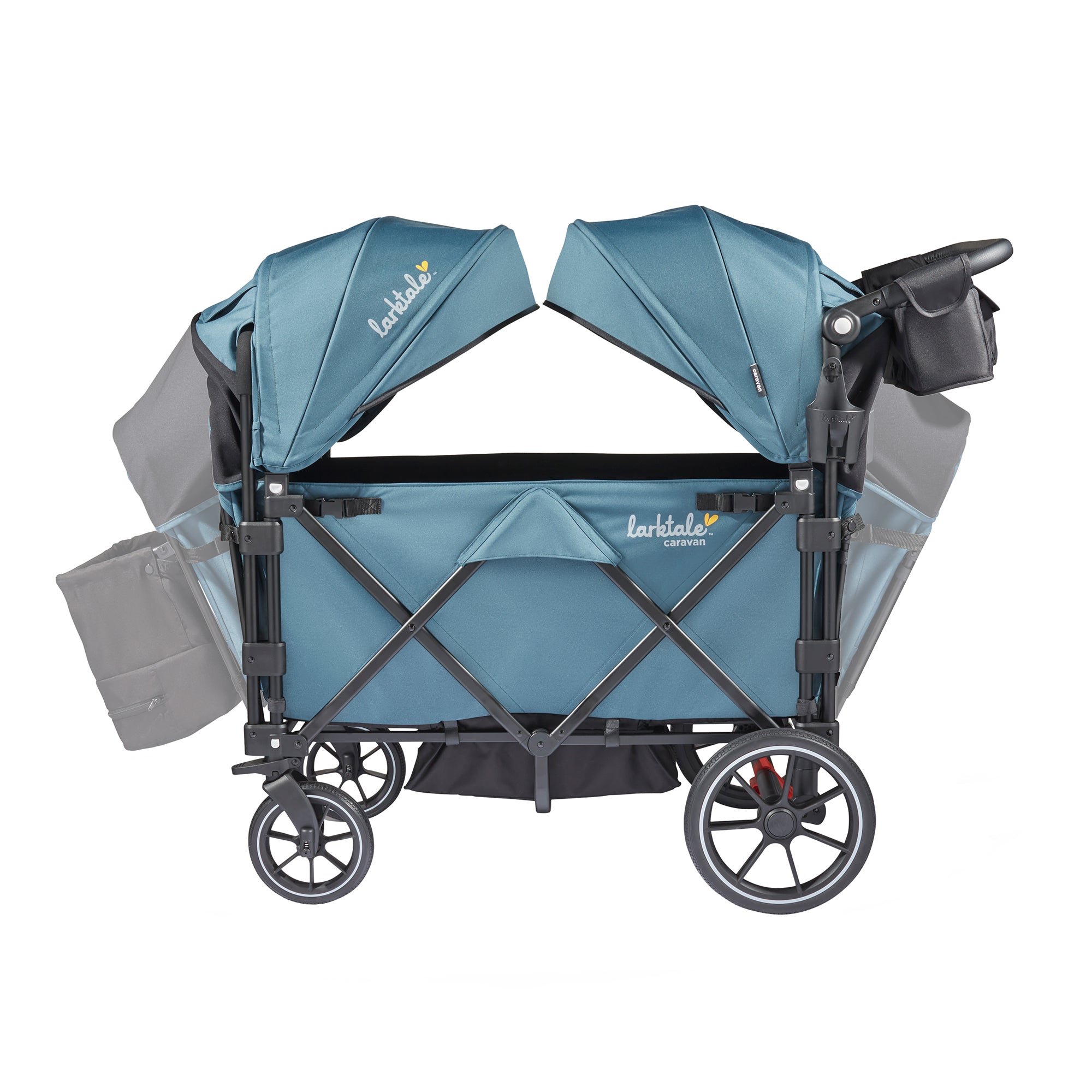 Larktale Caravan Quad Stroller, 4-Seater Wagon, 214 lb Capacity, Seaford Blue - VMInnovations