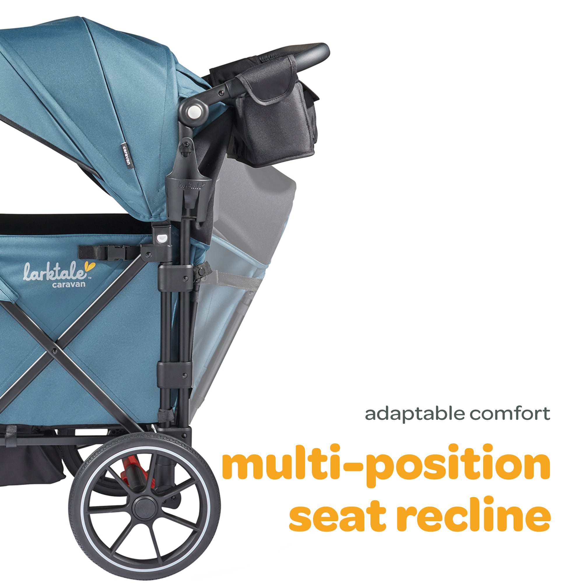 Larktale Caravan Quad Stroller, 4-Seater Wagon, 214 lb Capacity, Seaford Blue - VMInnovations
