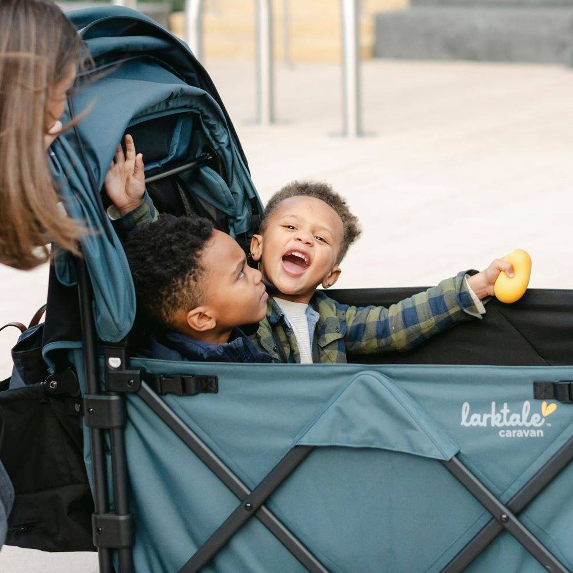 Larktale Caravan Quad Stroller, 4-Seater Wagon, 214 lb Capacity, Seaford Blue - VMInnovations
