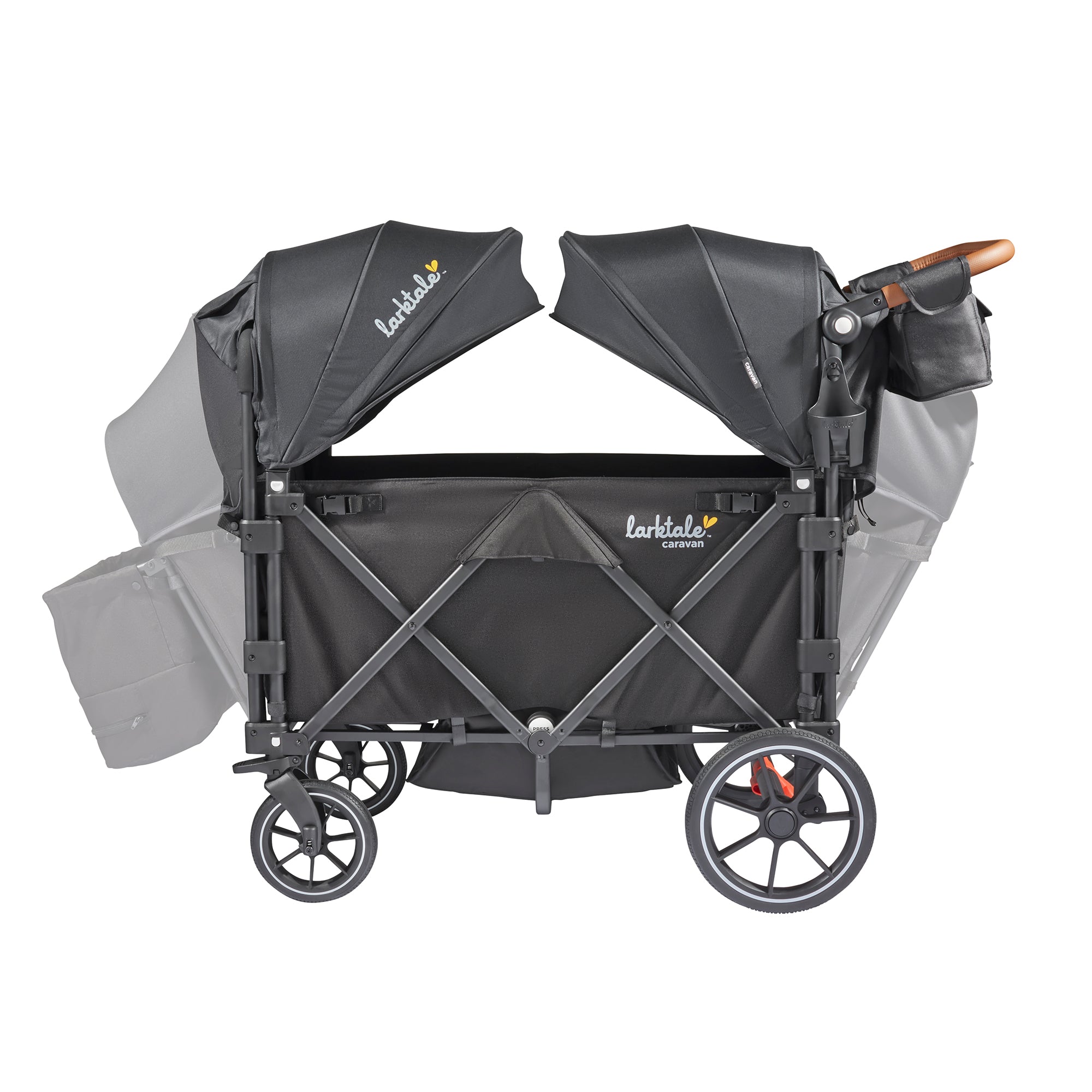 Larktale Caravan V3 Stroller, 2-Seater Kids Wagon, 207 lb Capacity, Byron Black - VMInnovations