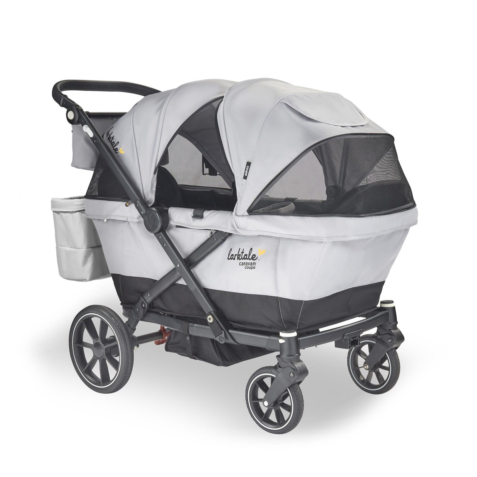Larktale Coupe V2 Compact Stroller, Reclining 2-Seat Wagon, Gray/Black(Open Box) - VMInnovations