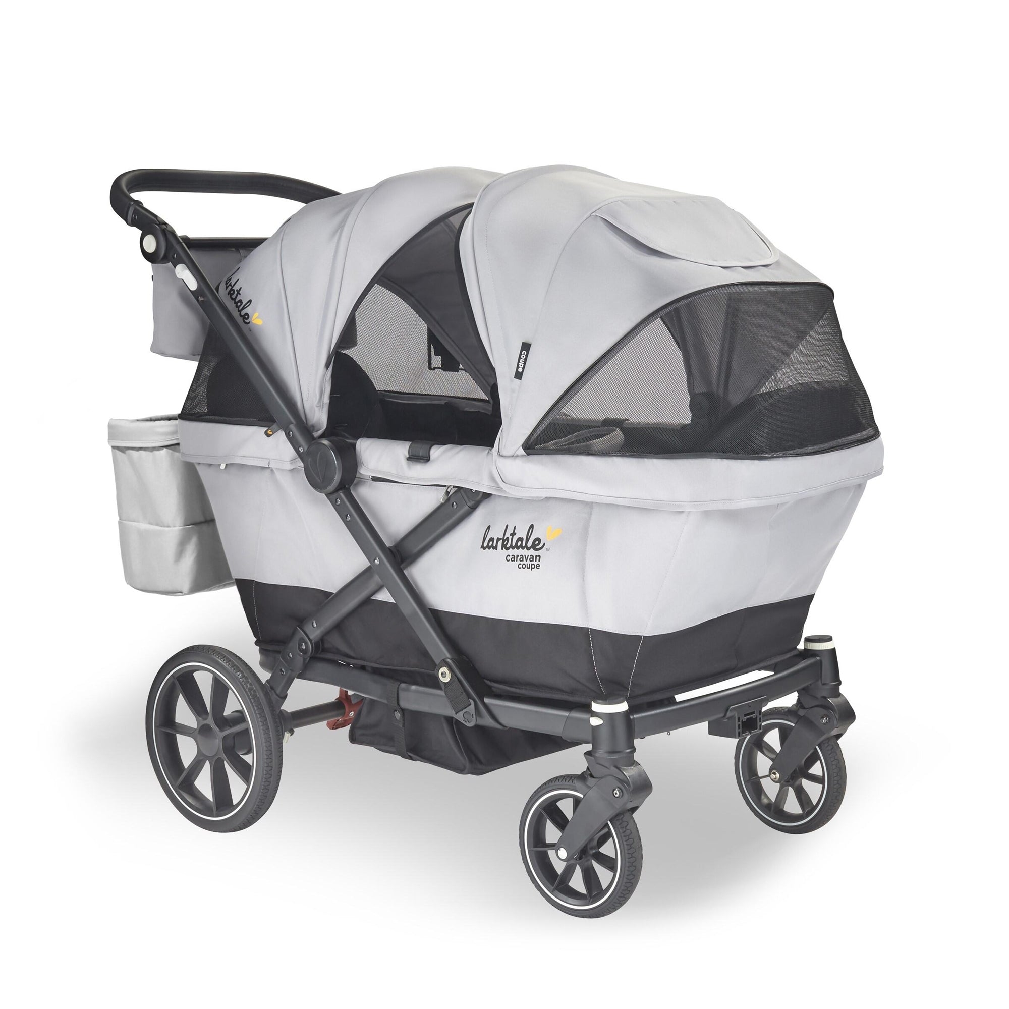 Larktale Coupe V2 Compact Stroller, Reclining 2-Seat Wagon, Gray/Black(Open Box) - VMInnovations