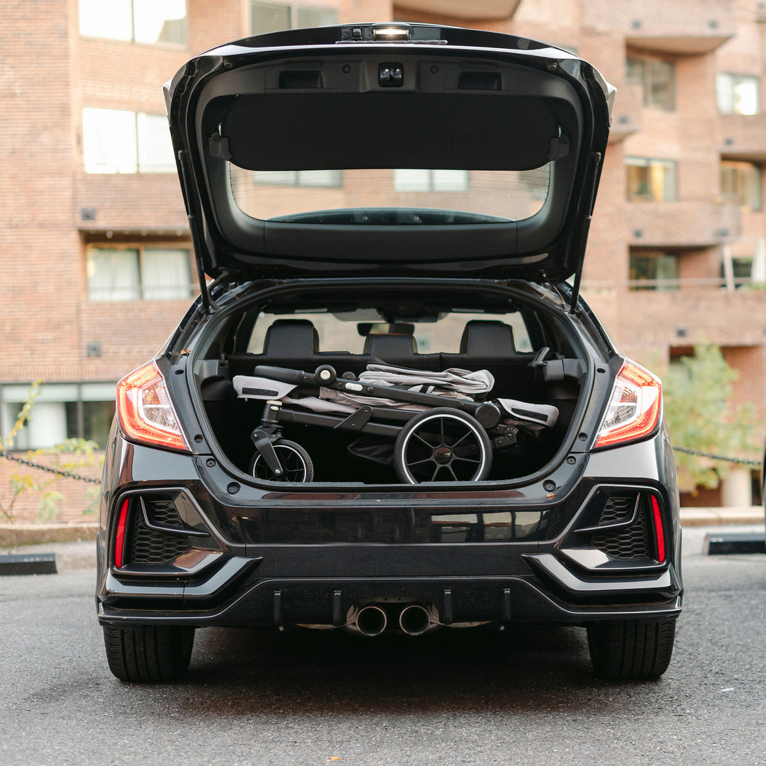 Larktale Caravan Coupe V2 Compact Stroller, Reclining 2-Seat Wagon, Gray/Bue - VMInnovations