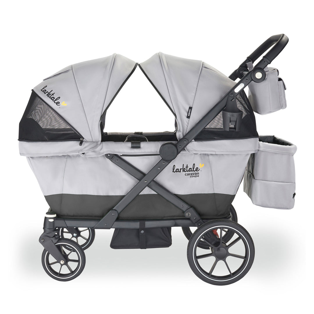 Larktale Caravan Coupe Quad Compact Stroller Reclining 4-Seat Wagon, Gray/Black - VMInnovations