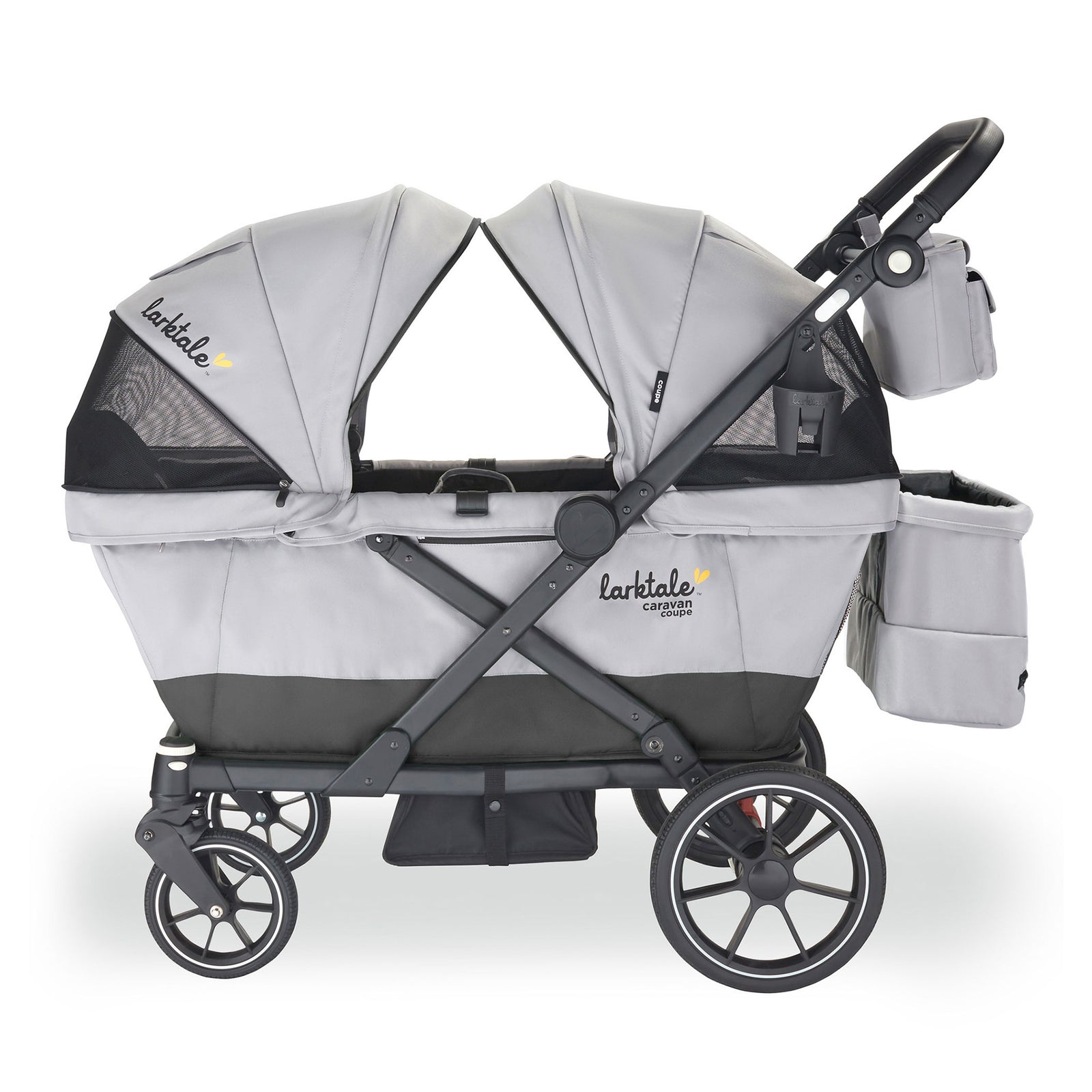 Larktale Caravan Coupe Quad Compact Stroller Reclining 4-Seat Wagon, Gray/Black - VMInnovations