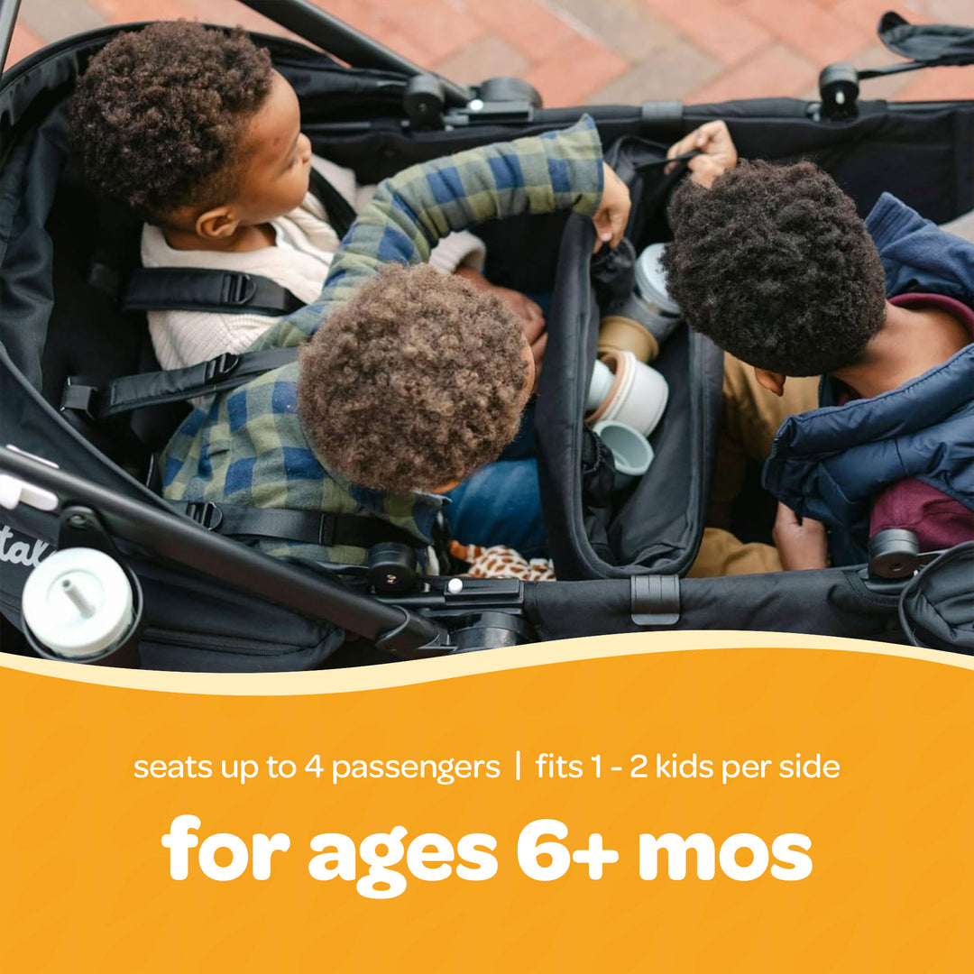 Larktale Caravan Coupe Quad Compact Stroller Reclining 4-Seat Wagon, Gray/Black - VMInnovations