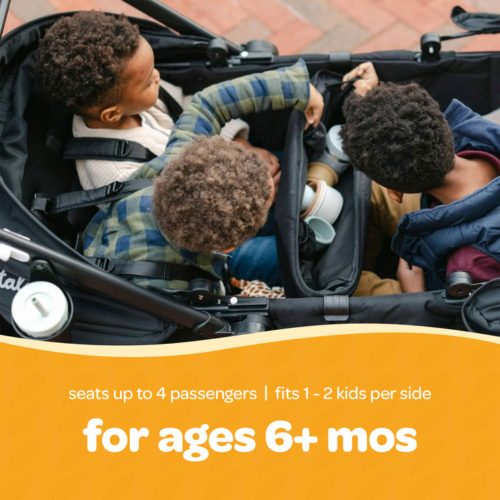 Larktale Caravan Coupe Quad Compact Stroller Reclining 4-Seat Wagon, Gray/Green - VMInnovations