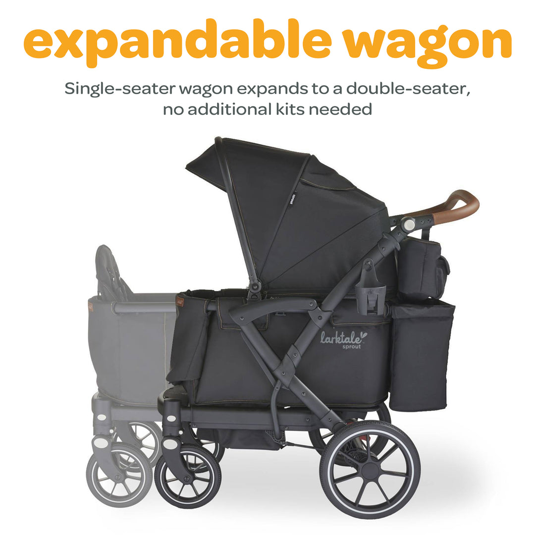Larktale Sprout V2 Adjustable Stroller 2 Seater Wagon, 120 lb Capacity, Black - VMInnovations
