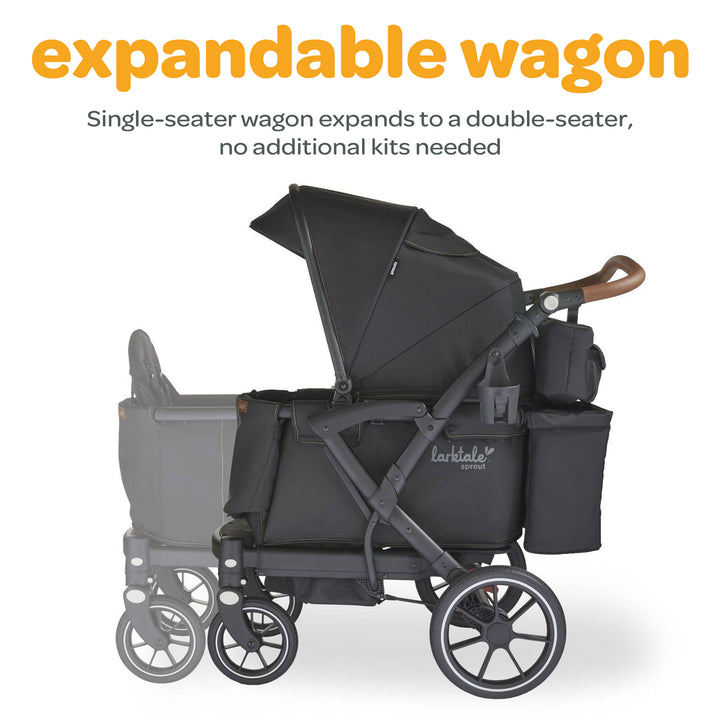 Larktale Sprout V2 Adjustable Stroller 2 Seater Wagon, 120 lb Capacity, Black - VMInnovations