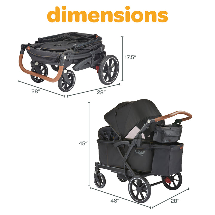 Larktale Sprout V2 Adjustable Stroller 2 Seater Wagon, 120 lb Capacity, Black - VMInnovations