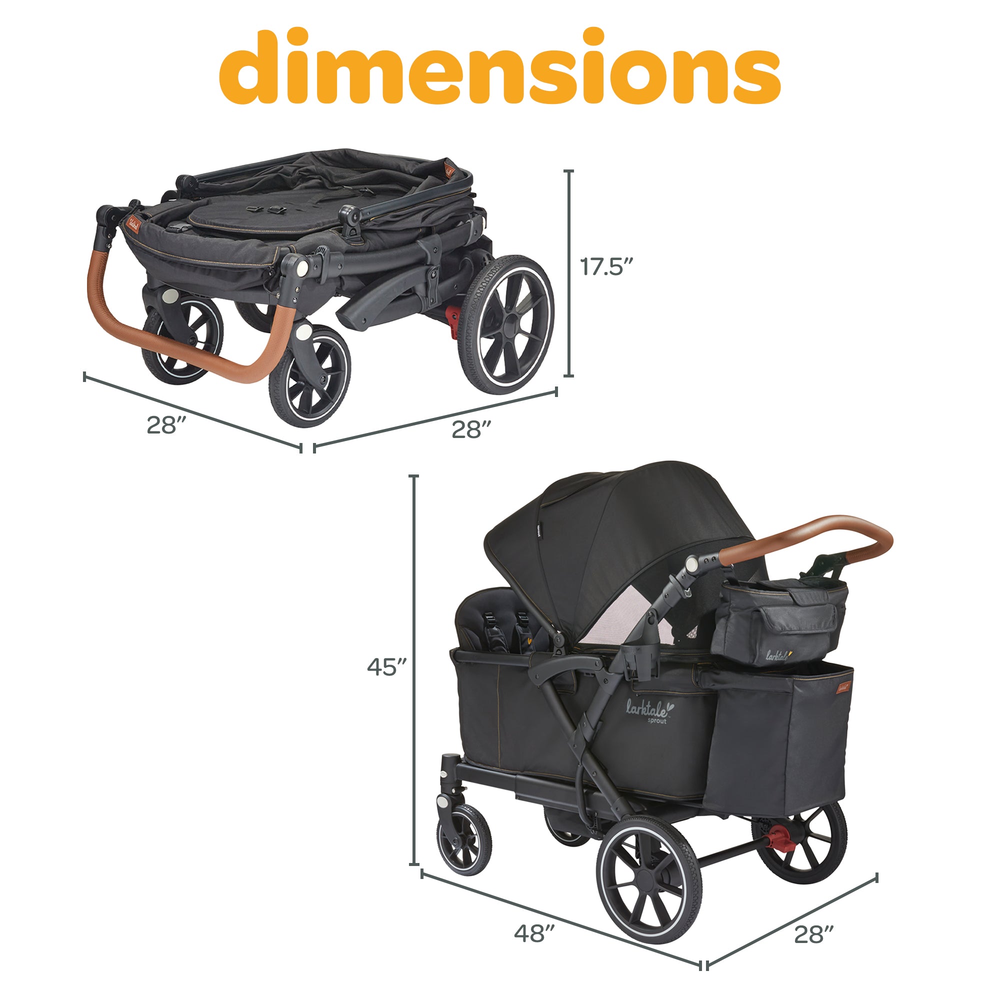 Larktale Sprout V2 Adjustable Stroller 2 Seater Wagon, 120 lb Capacity(Open Box) - VMInnovations