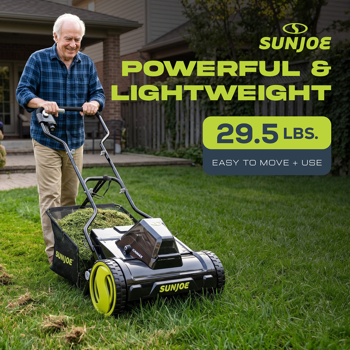 Sun Joe Cordless Push Reel Mower, 15” Yard Trimmer w/ Collection Bag, 24V-CRLM15