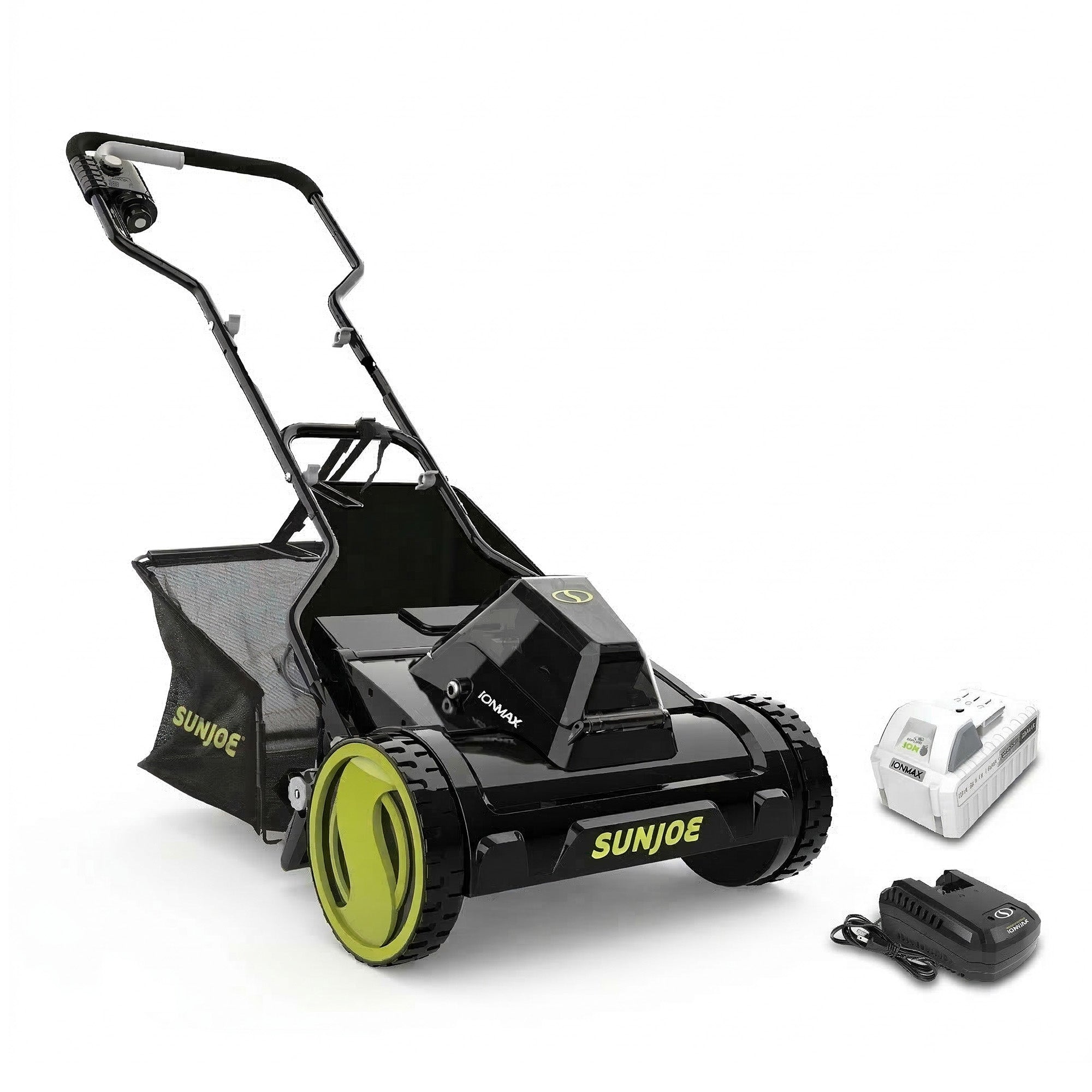 Sun Joe Cordless Push Reel Mower, 15” Yard Trimmer w/ Collection Bag, 24V-CRLM15