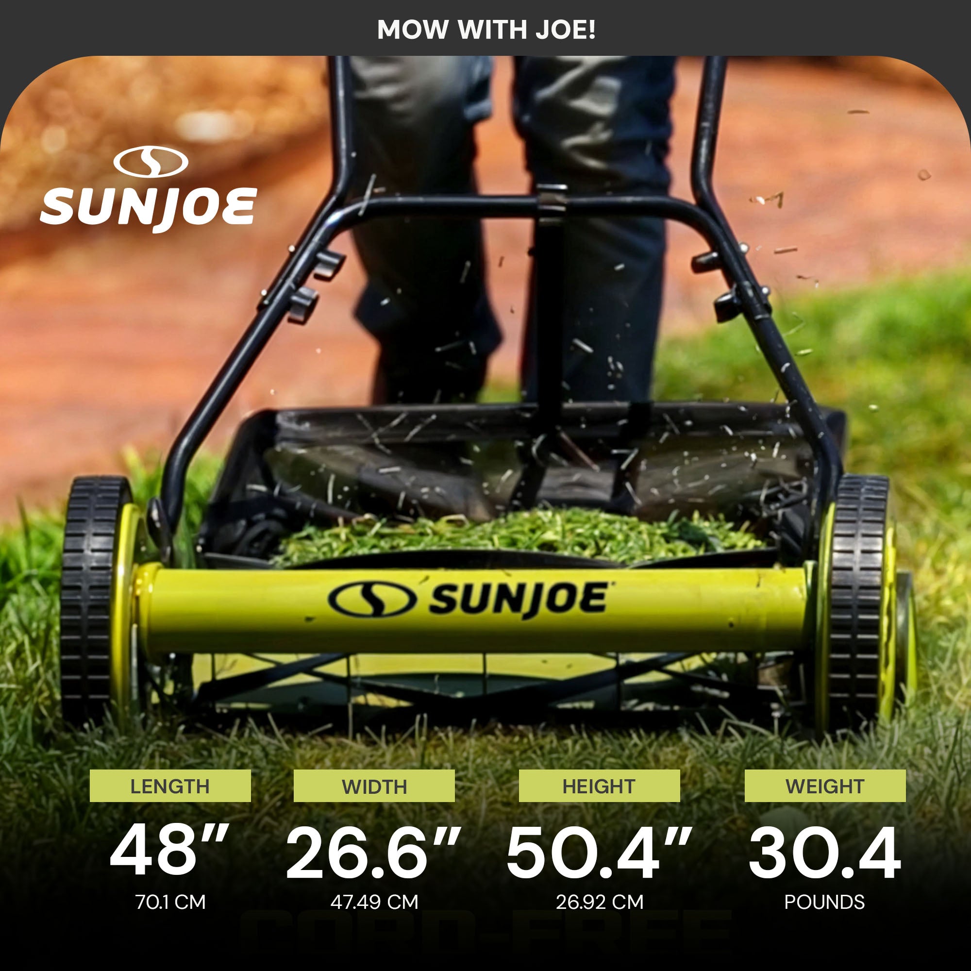 Sun Joe Manual Reel Lawn Mower, 20” Yard Trimmer w/Grass Catcher, Green (Used) - VMInnovations