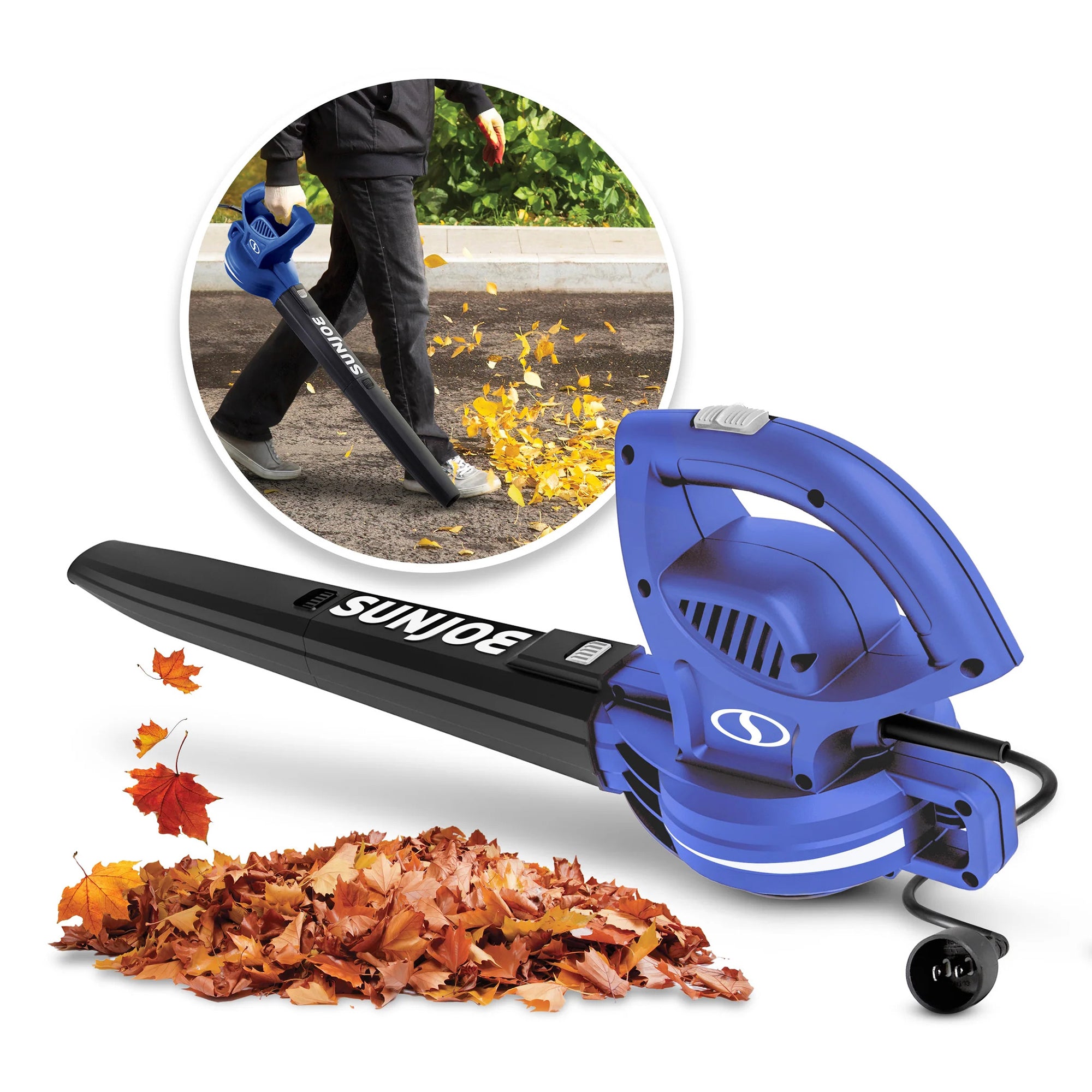 Sun Joe Electric All Purpose Leaf Blower, 6 Amp Motor, 155 MPH Speed, Blue(Used)