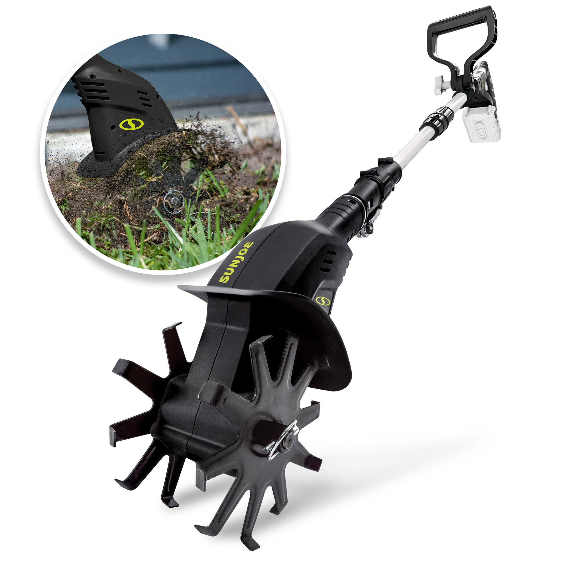 Sun Joe 24V CordlessTiller & Cultivator, 6" Blades, & 2.0Ah Battery (Used)