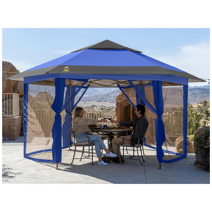 CROWN SHADES 12x12 Pop Up Gazebo, Canopy Tent for Events, Blue/Grey (Used) - VMInnovations
