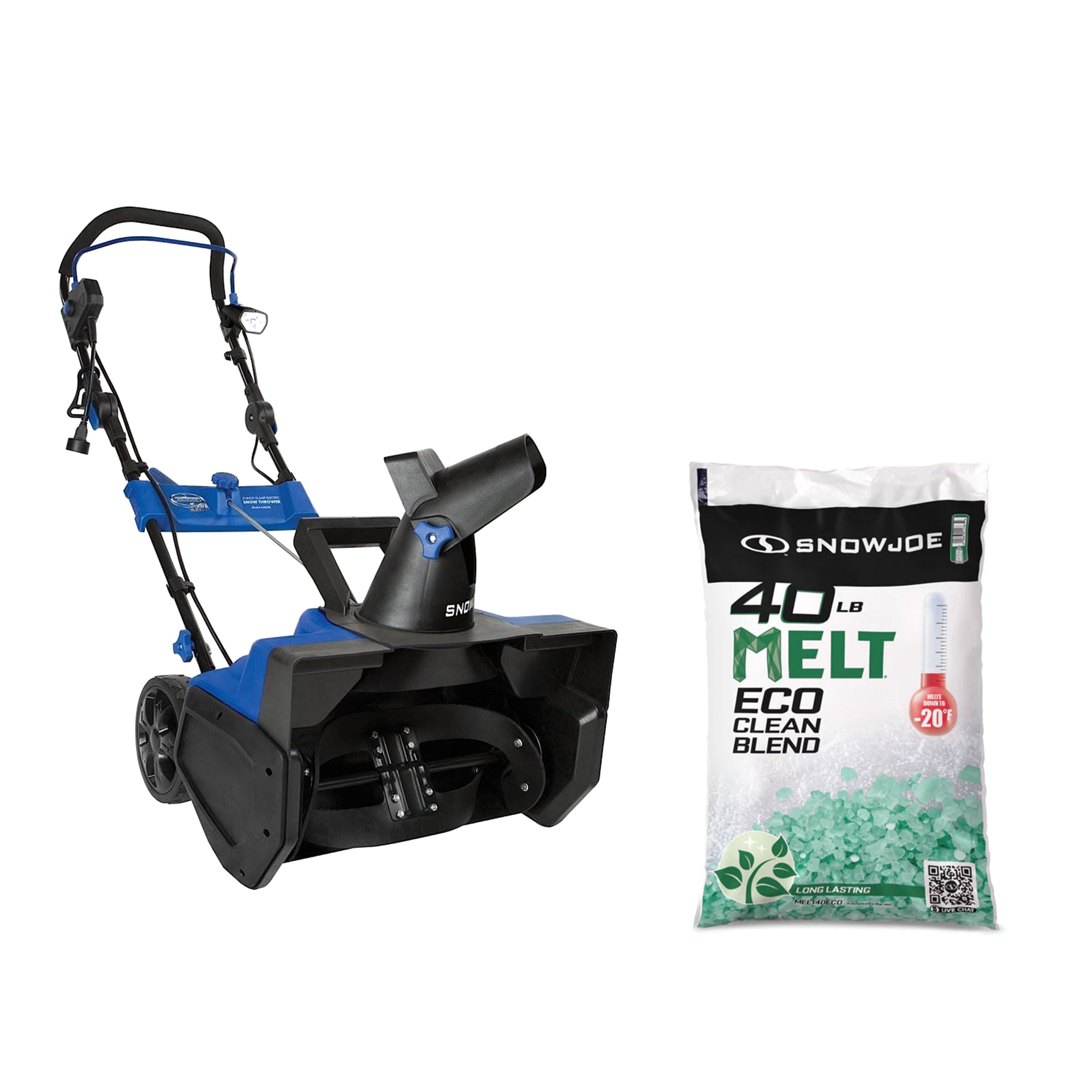 Snow Joe Electric Snow Thrower with Eco Clean Ice Melt, 40Lb Bag, Green Crystals - VMInnovations
