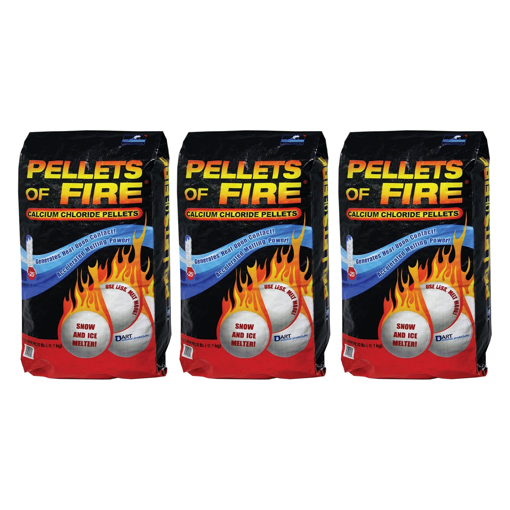 Snow Joe 3 Pack Pellets of Fire Ice Melter for Driveways & Sidewalks, 20 lbs - VMInnovations