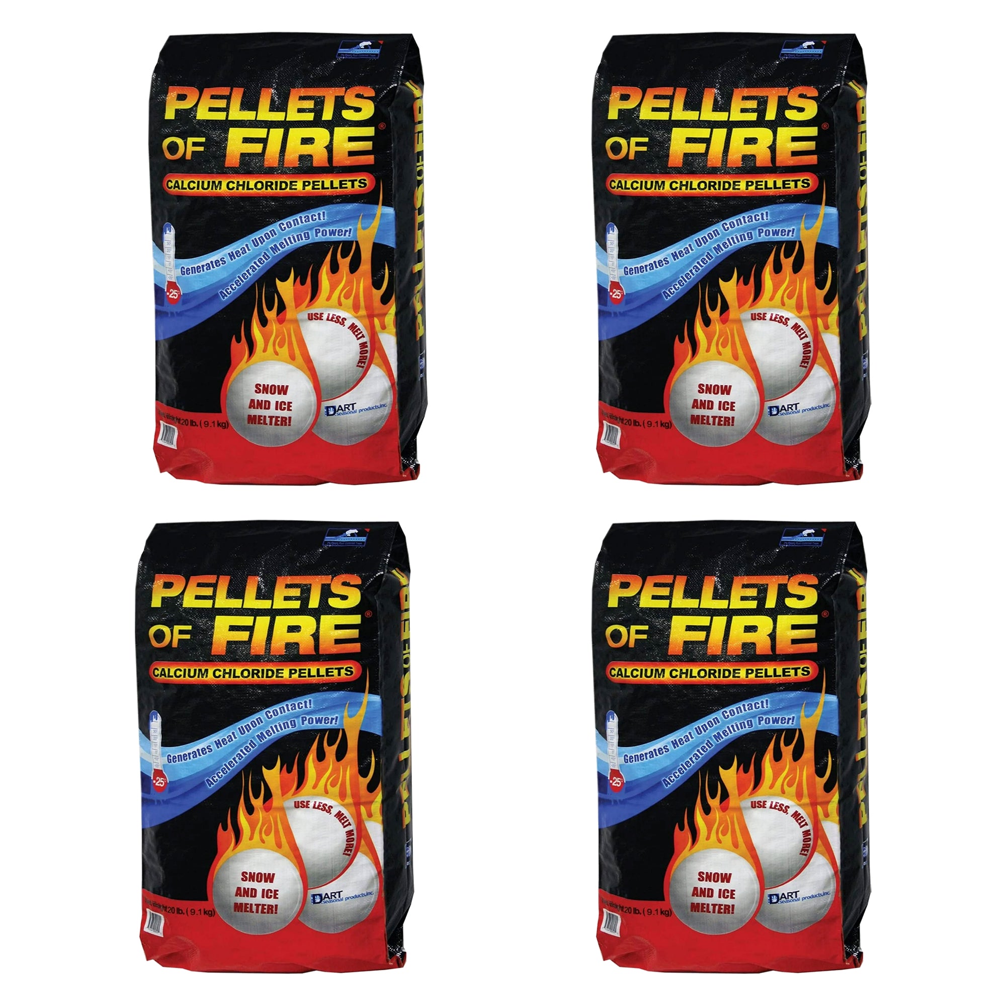 Snow Joe 4 Pack Pellets of Fire Ice Melter for Driveways & Sidewalks, 20 lbs - VMInnovations
